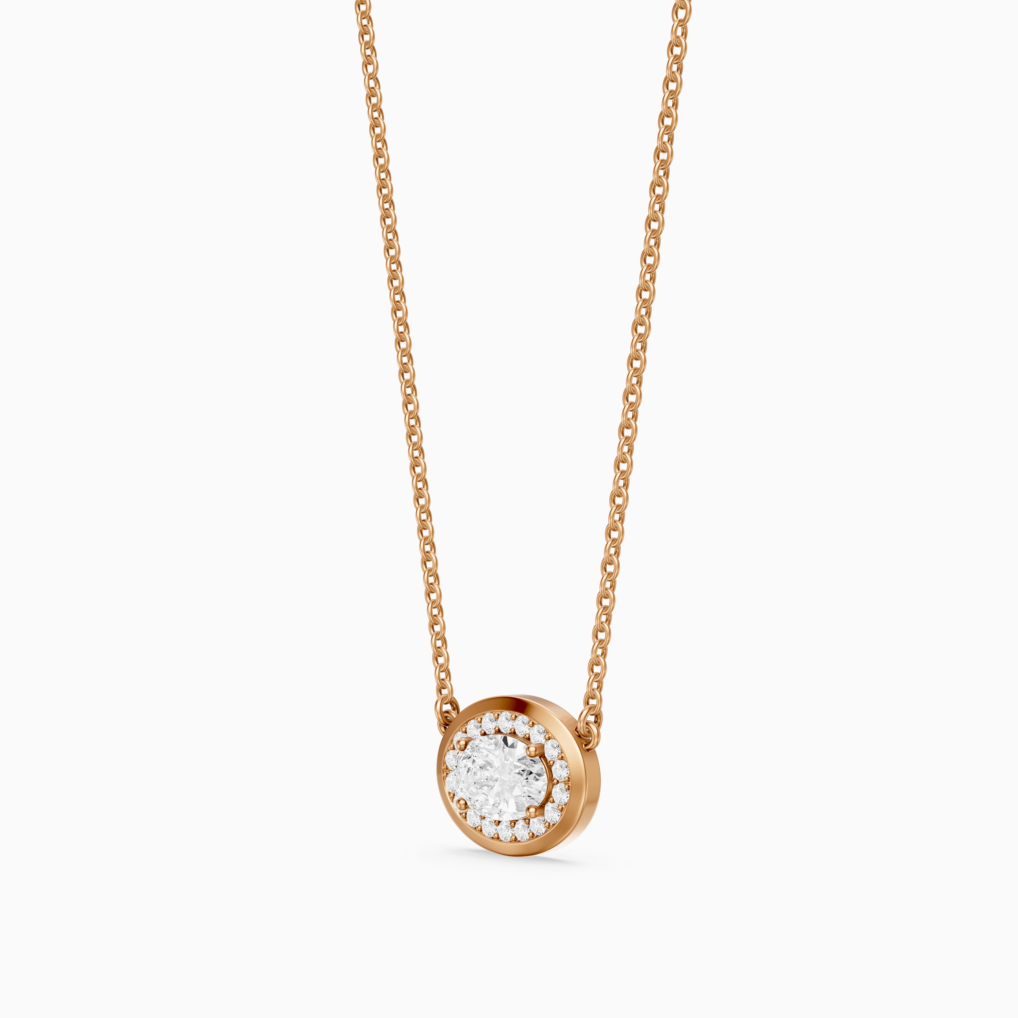 Lina Oval Lab Grown Diamond Halo Pendant