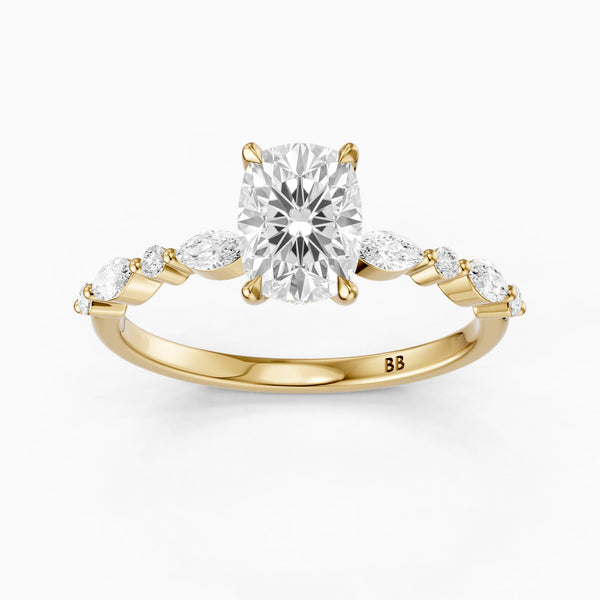 Nailea Elongated Cushion Cut Hidden Halo Lab Grown Diamond Ring