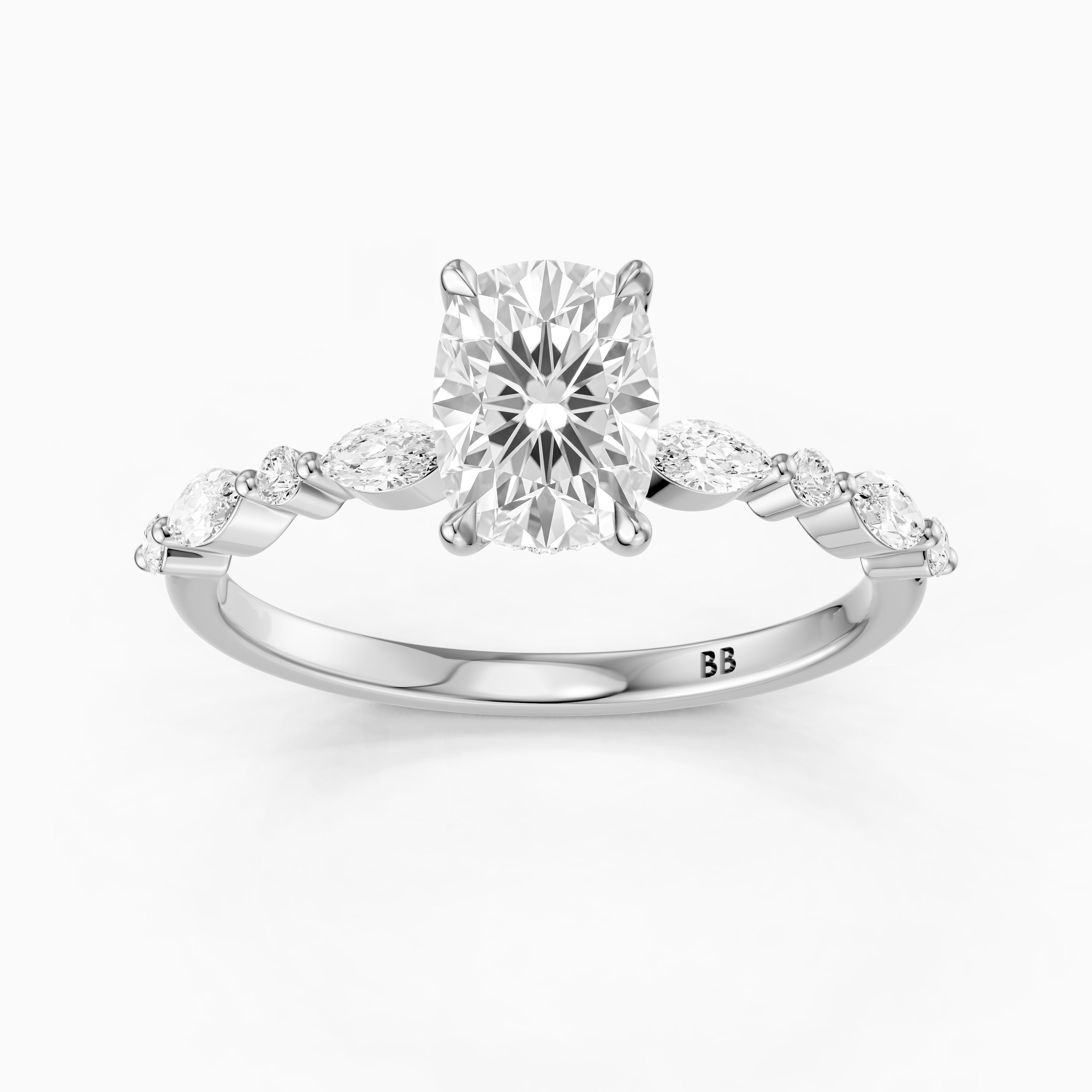 Nailea Elongated Cushion Cut Hidden Halo Lab Grown Diamond Ring