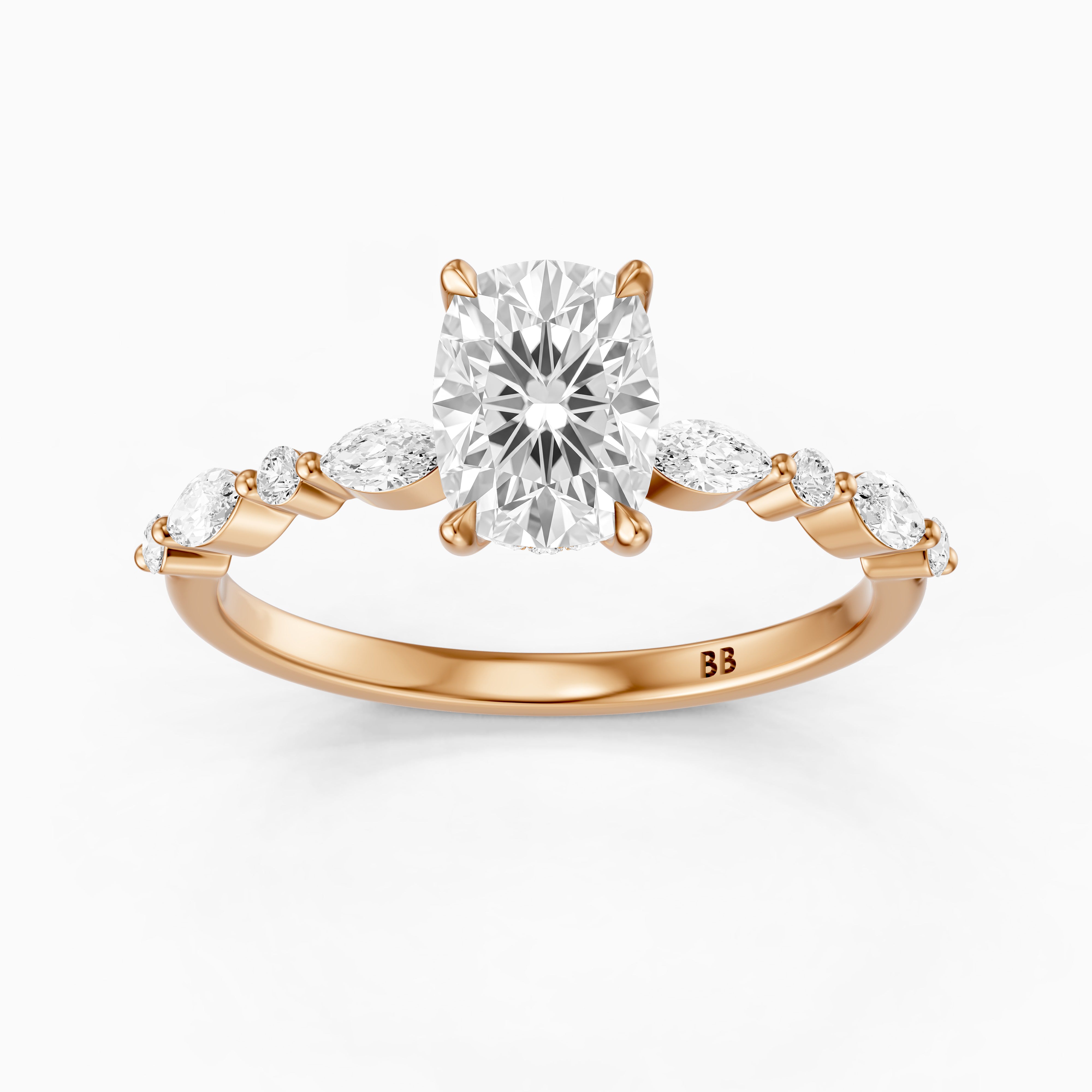 Nailea Elongated Cushion Cut Hidden Halo Lab Grown Diamond Ring