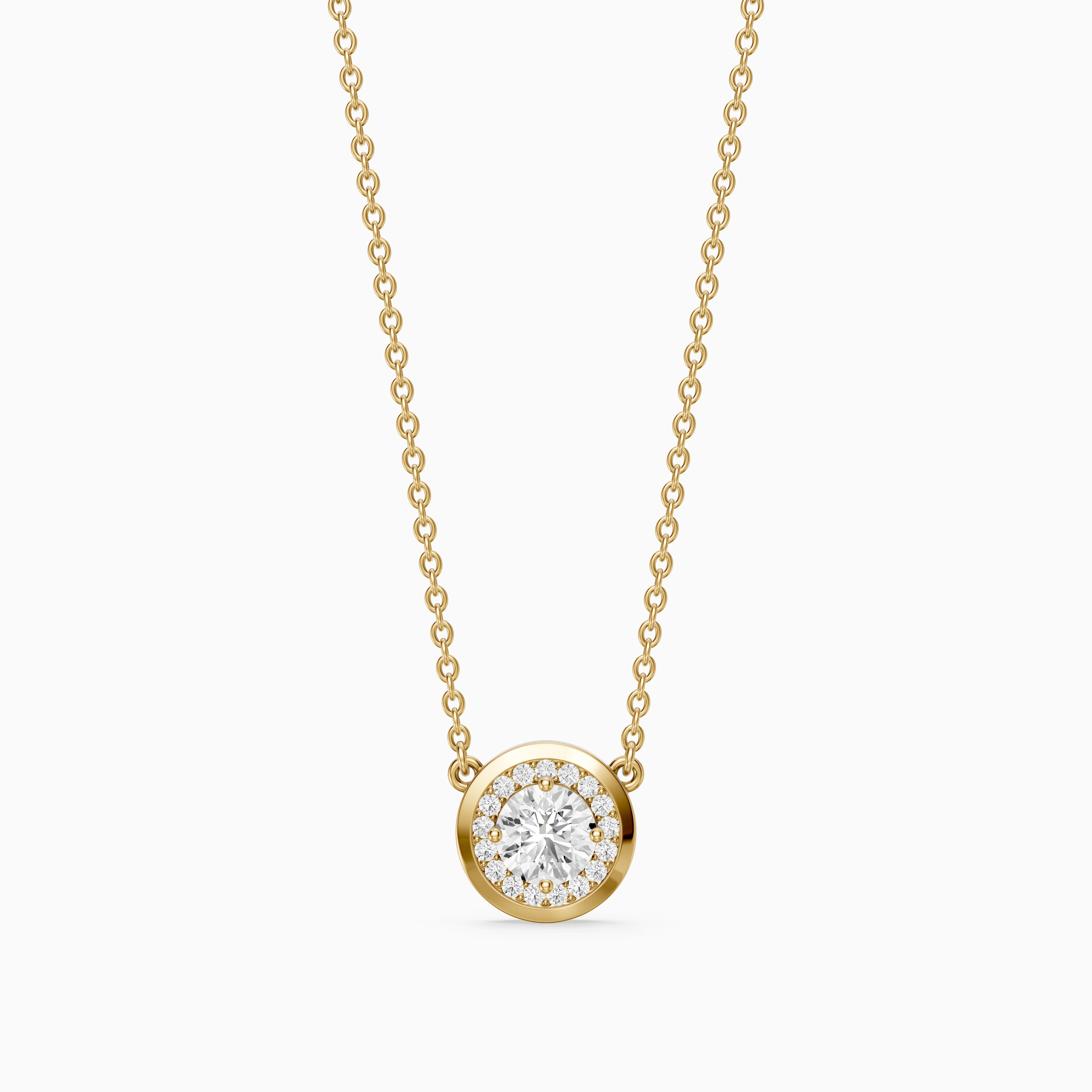 Marcella Bezel Set Round Lab Grown Diamond Halo Pendant