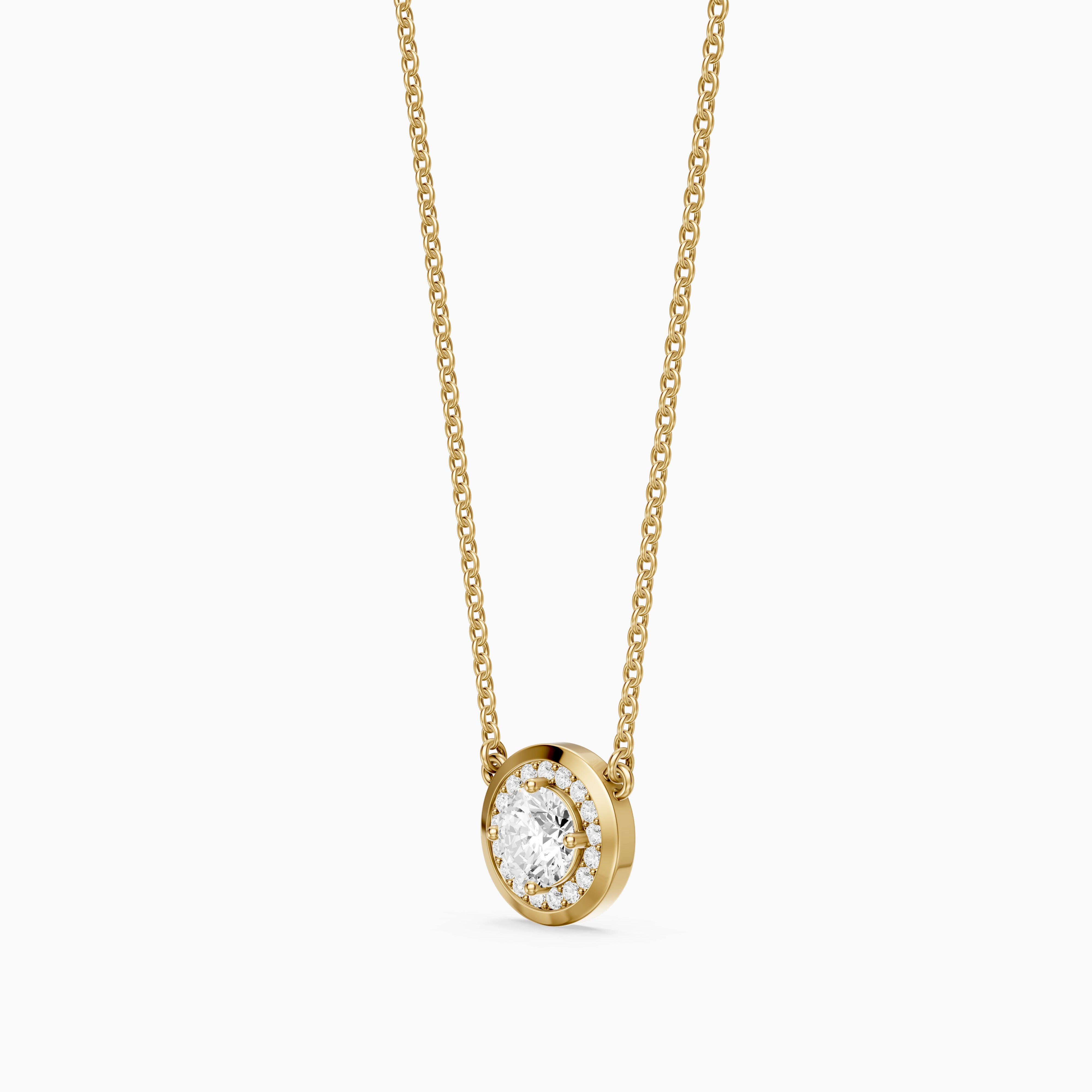 Marcella Bezel Set Round Lab Grown Diamond Halo Pendant