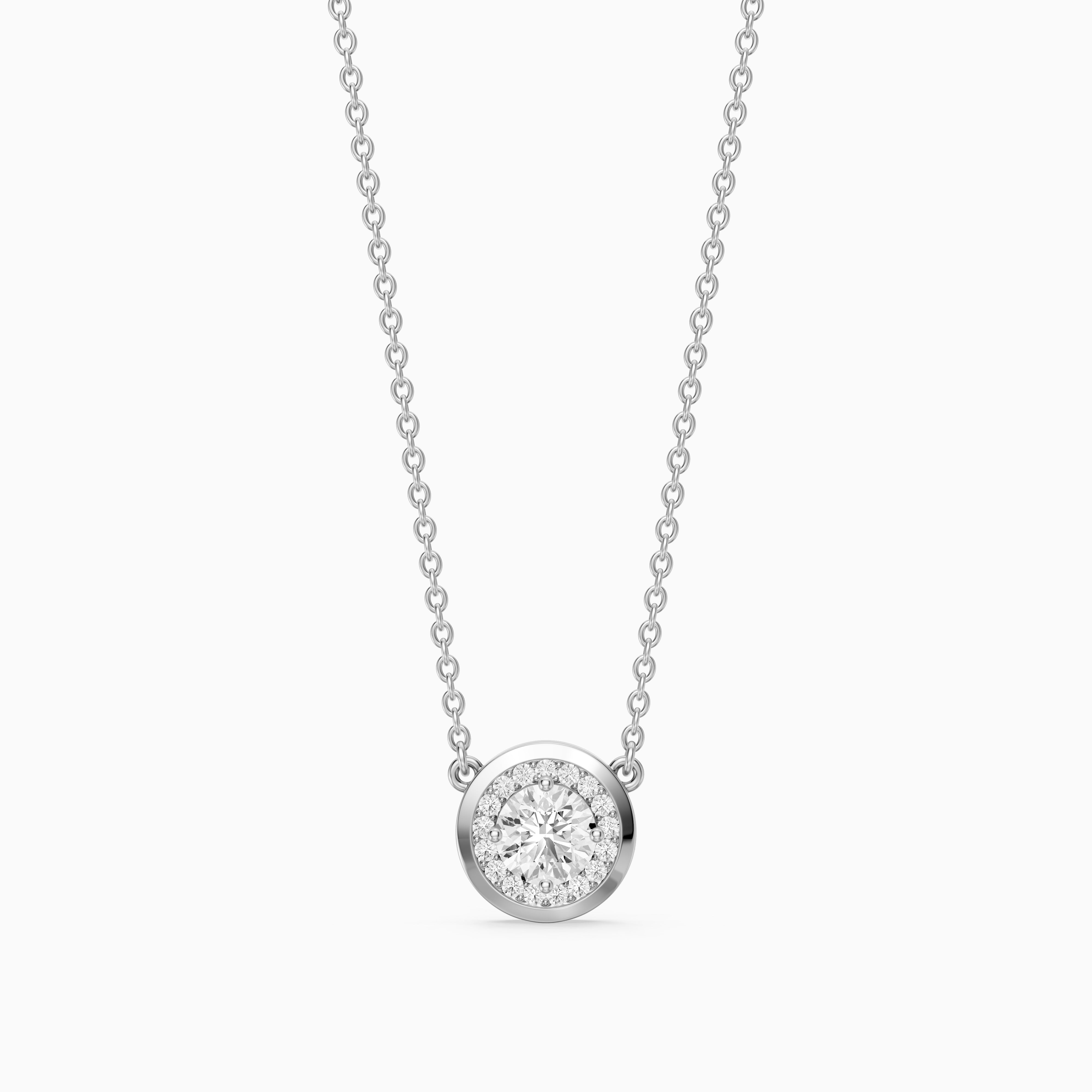 Marcella Bezel Set Round Lab Grown Diamond Halo Pendant