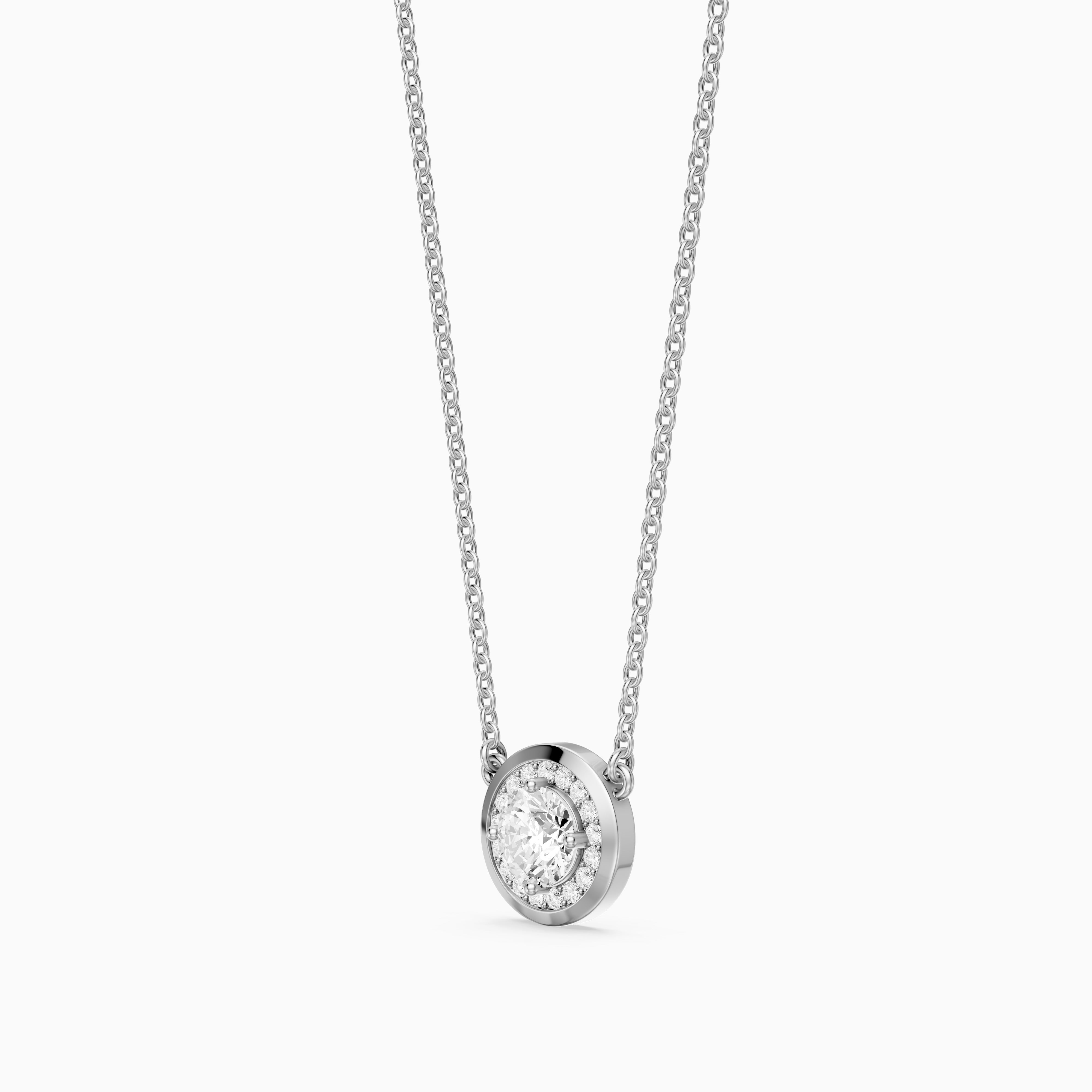 Marcella Bezel Set Round Lab Grown Diamond Halo Pendant