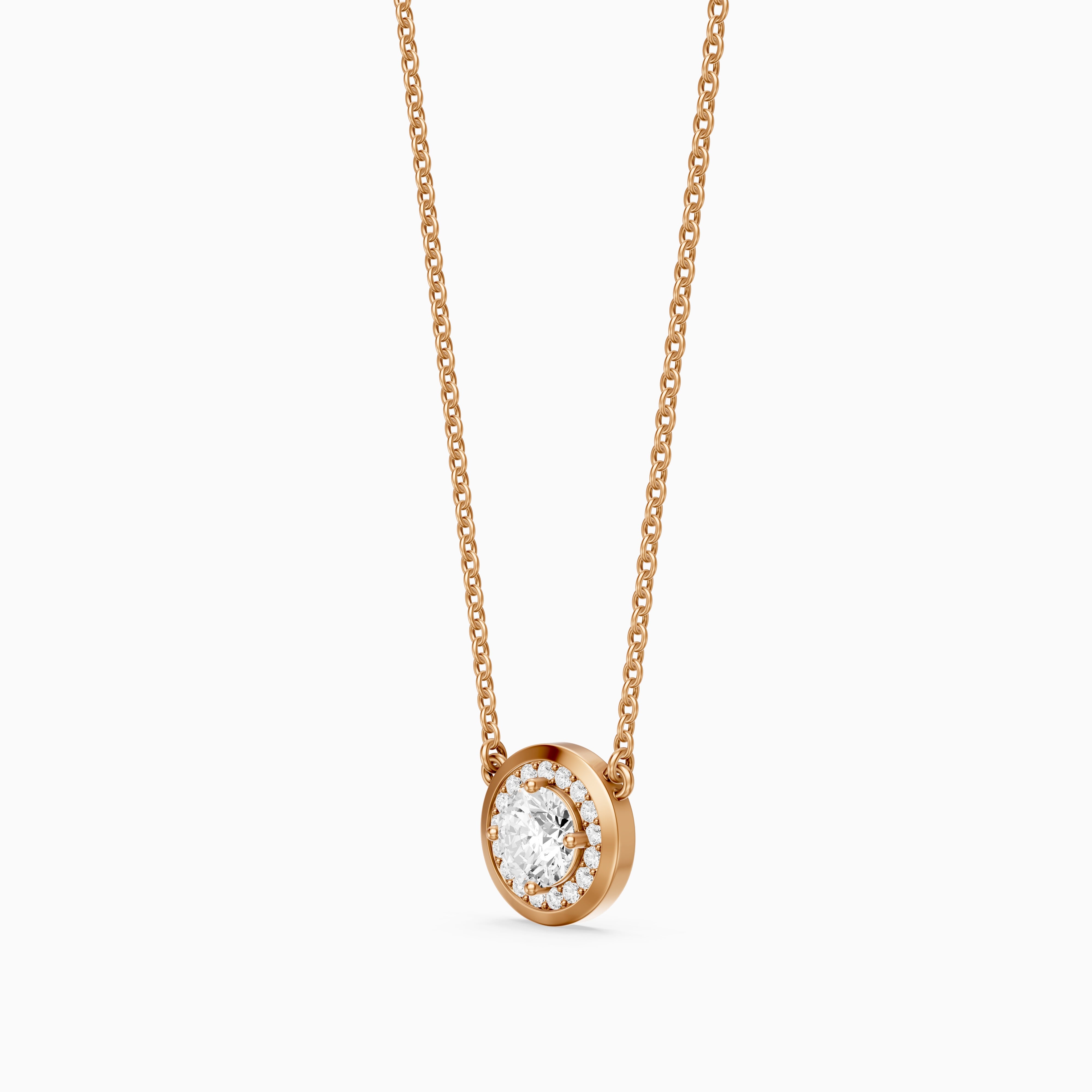 Marcella Bezel Set Round Lab Grown Diamond Halo Pendant