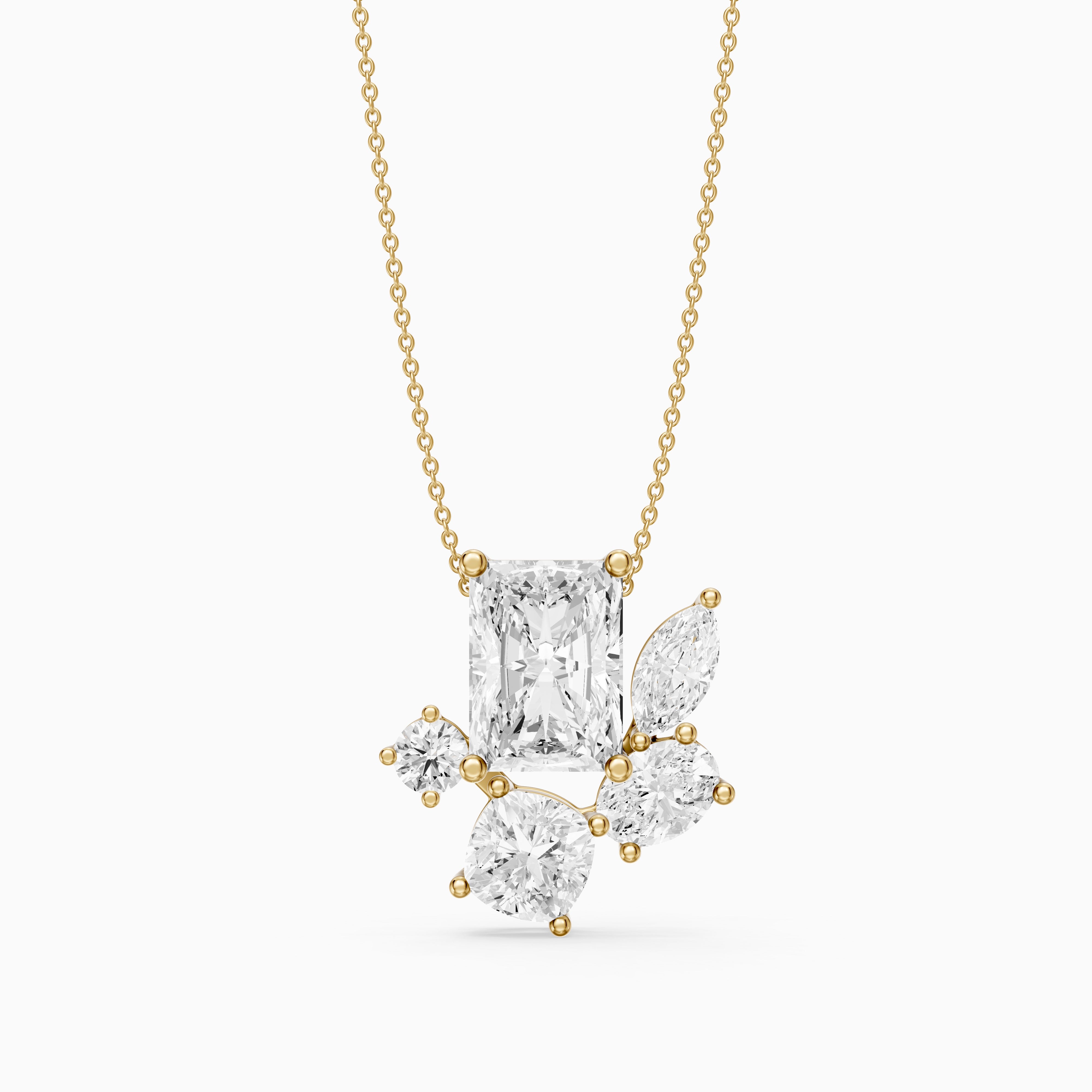 Marina Multi Shape Lab Grown Diamond Five stone Cluster Pendant