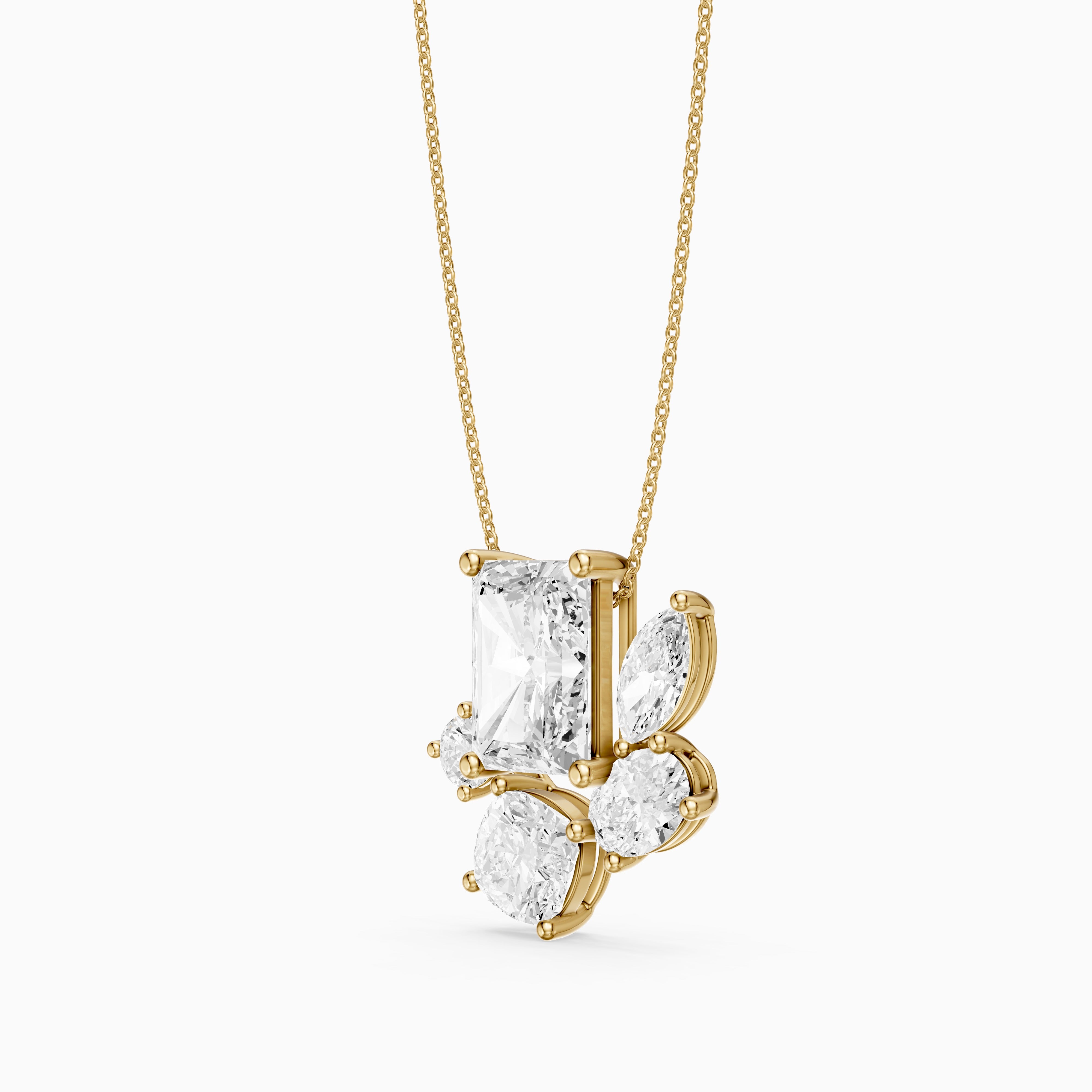 Marina Multi Shape Lab Grown Diamond Five stone Cluster Pendant