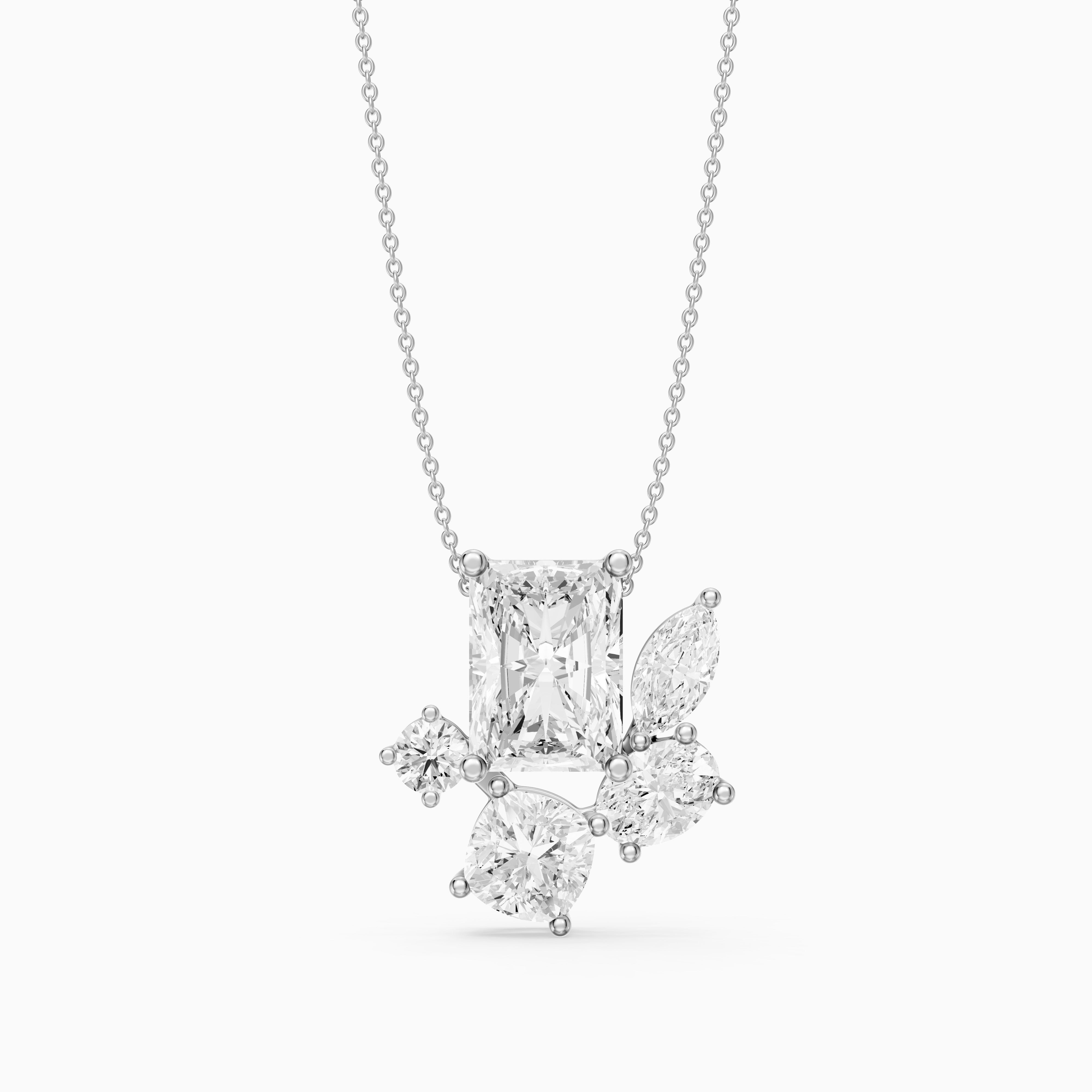 Marina Multi Shape Lab Grown Diamond Five stone Cluster Pendant