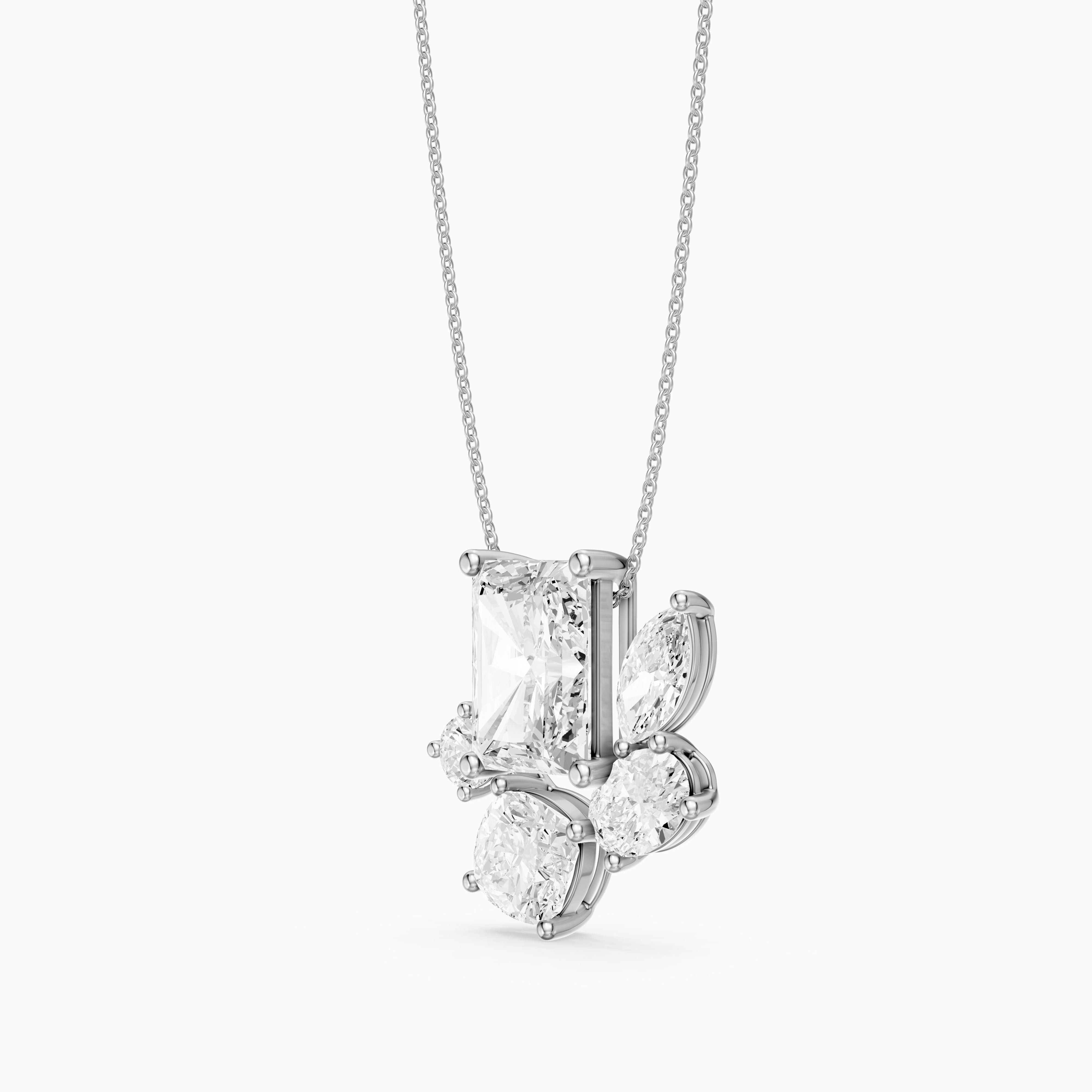 Marina Multi Shape Lab Grown Diamond Five stone Cluster Pendant