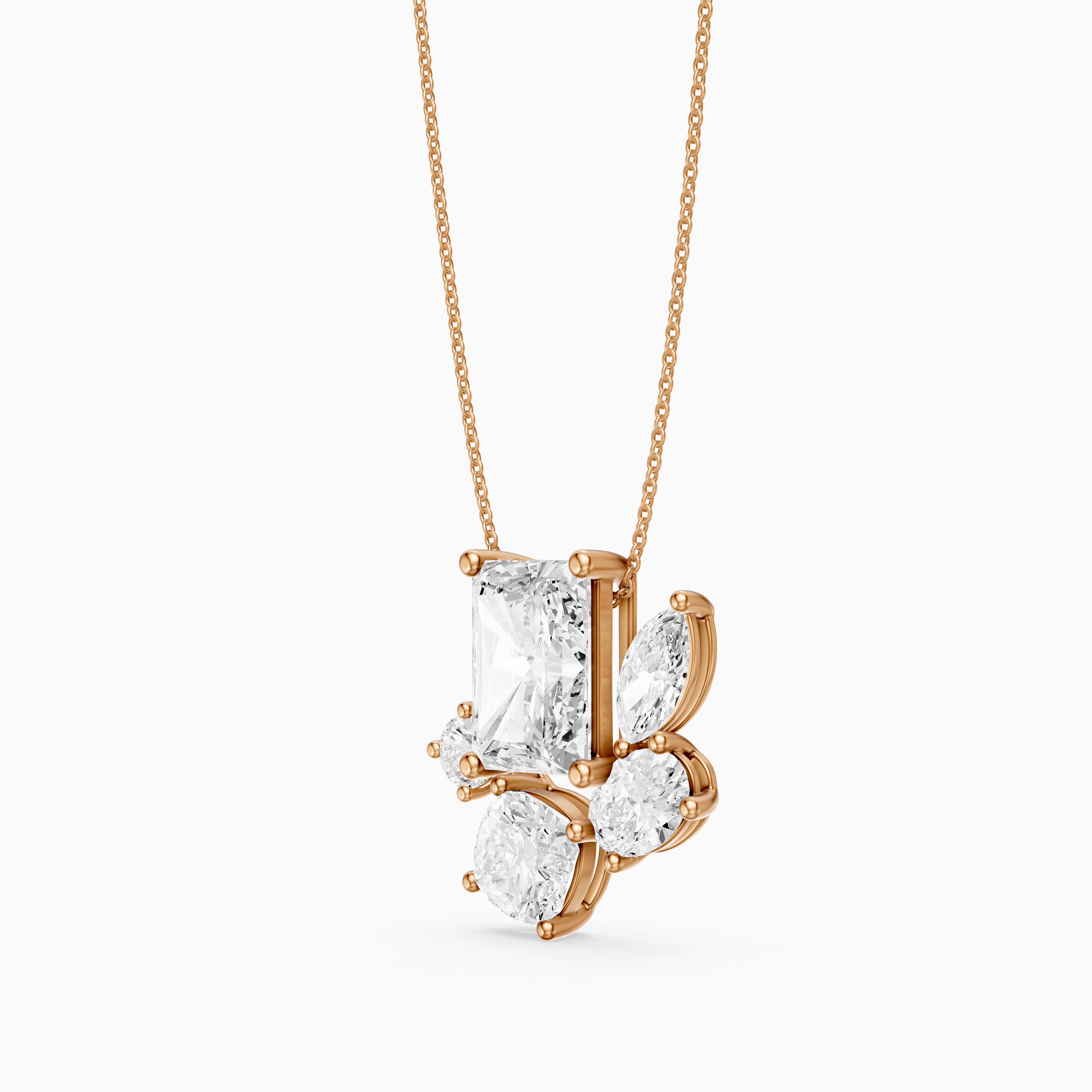 Marina Multi Shape Lab Grown Diamond Five stone Cluster Pendant
