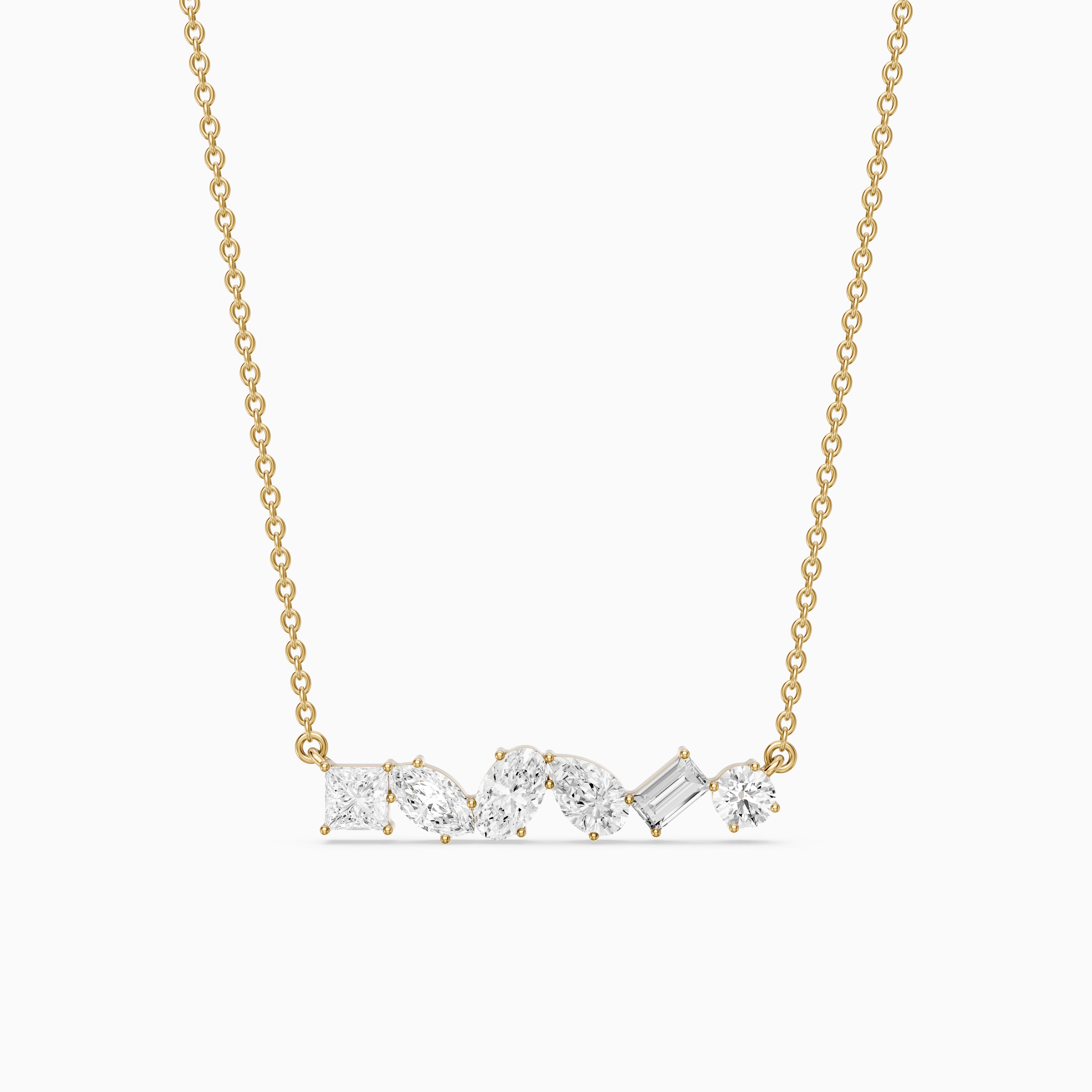 Marta Multi Shape Lab Grown Diamond Bar Necklace