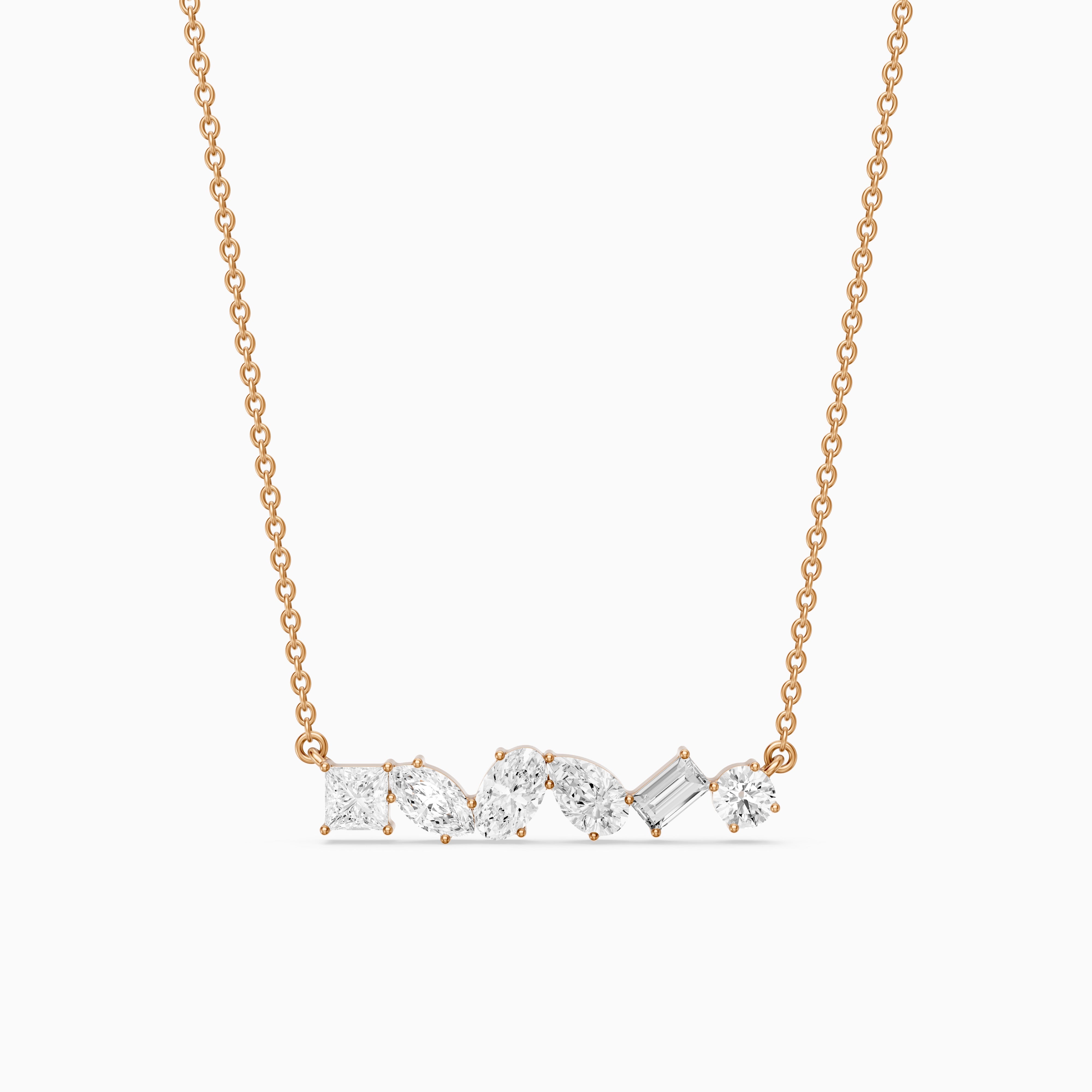 Marta Multi Shape Lab Grown Diamond Bar Necklace