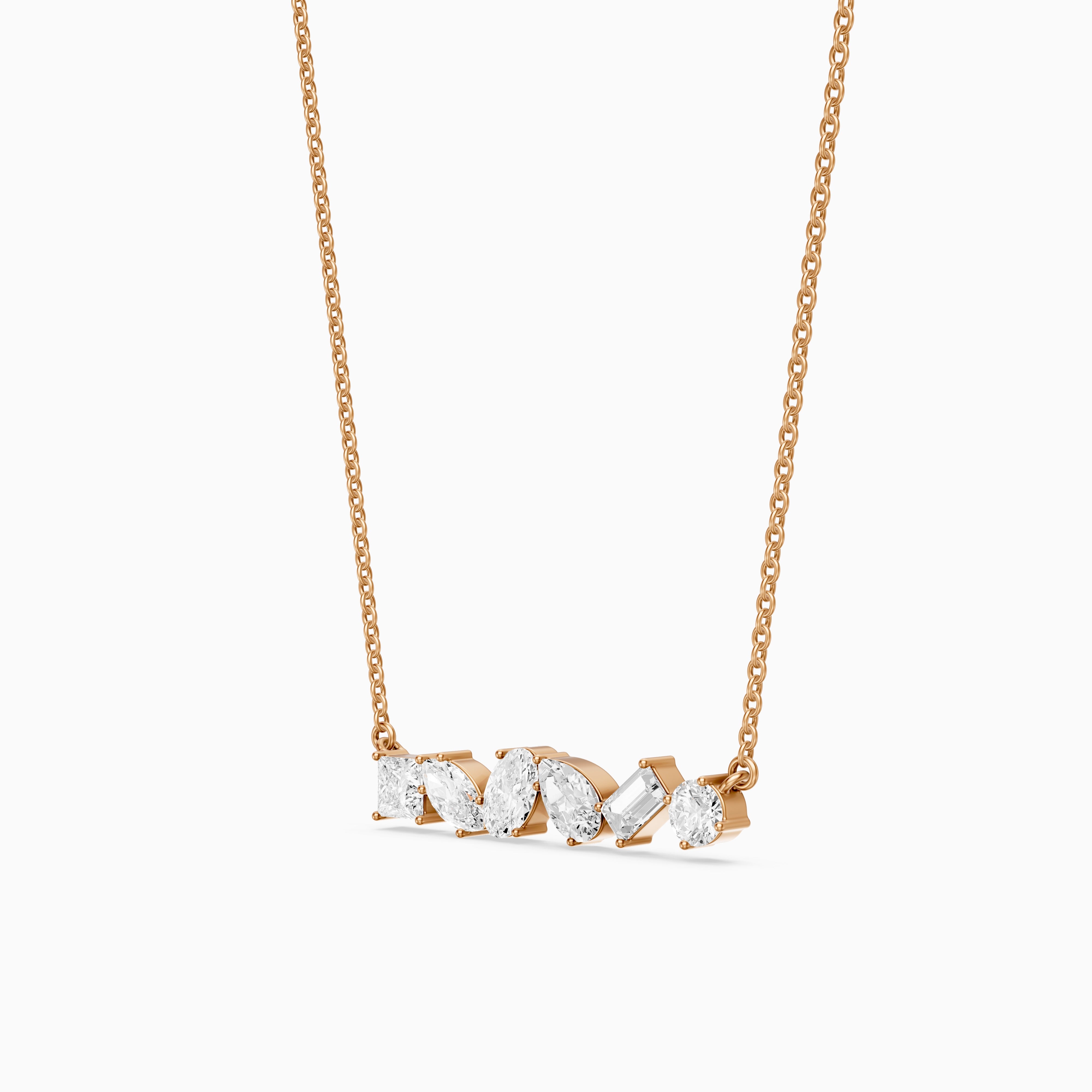 Marta Multi Shape Lab Grown Diamond Bar Necklace
