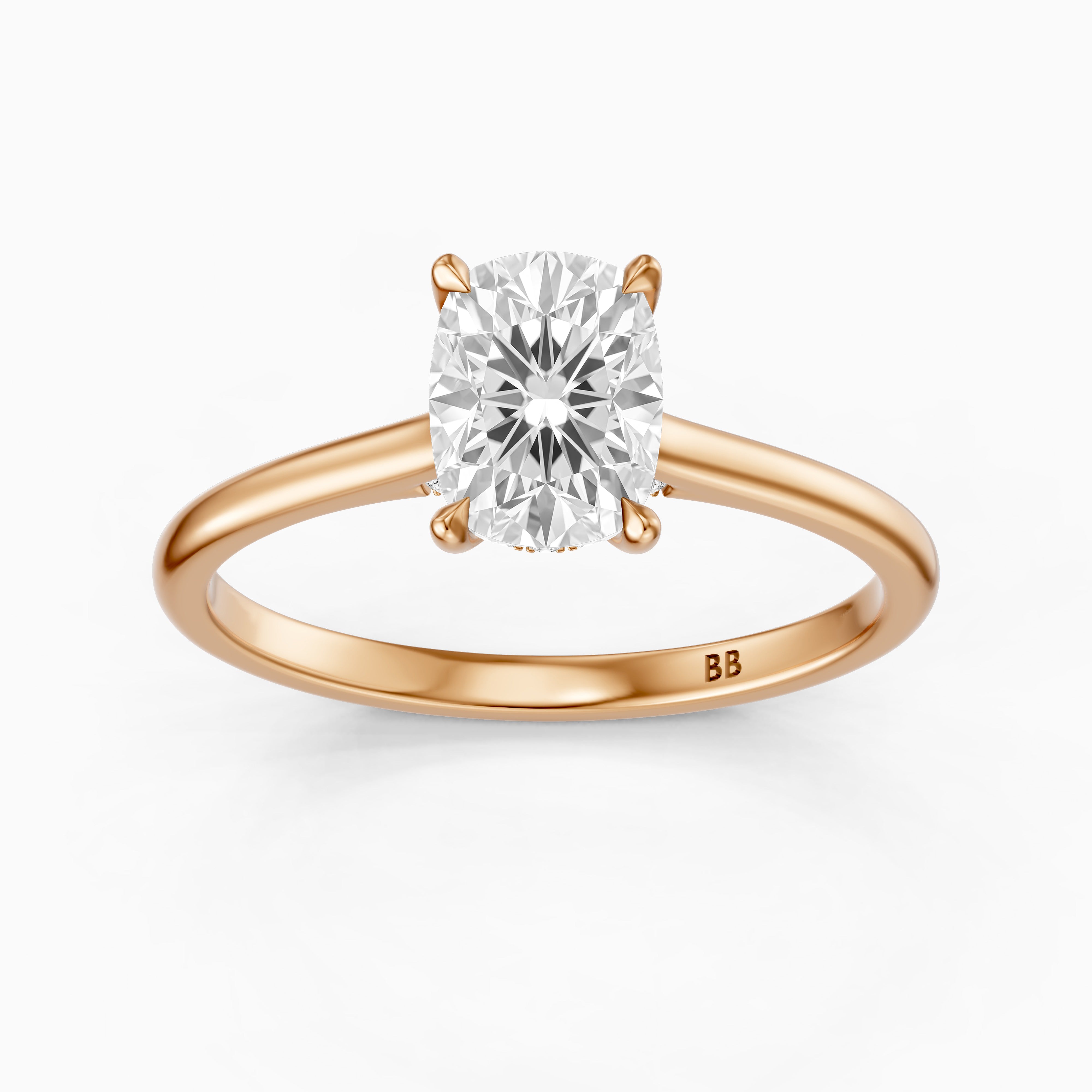 Oaklyn Elongated Cushion Cut Hidden Halo Pave Bridge Lab Grown Diamond Ring