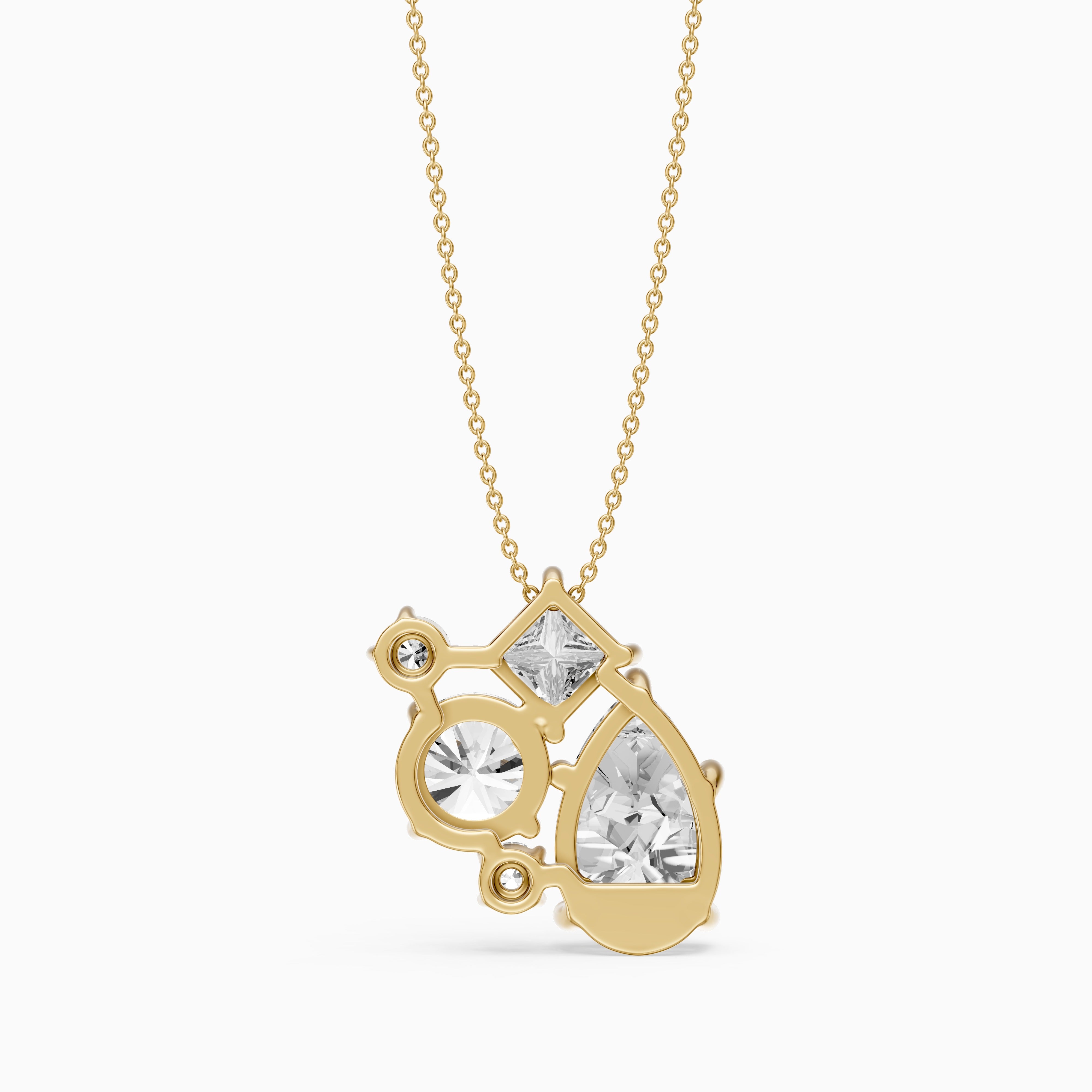 Mia Pear, Princess and Round Lab Grown Diamond Cluster Pendant