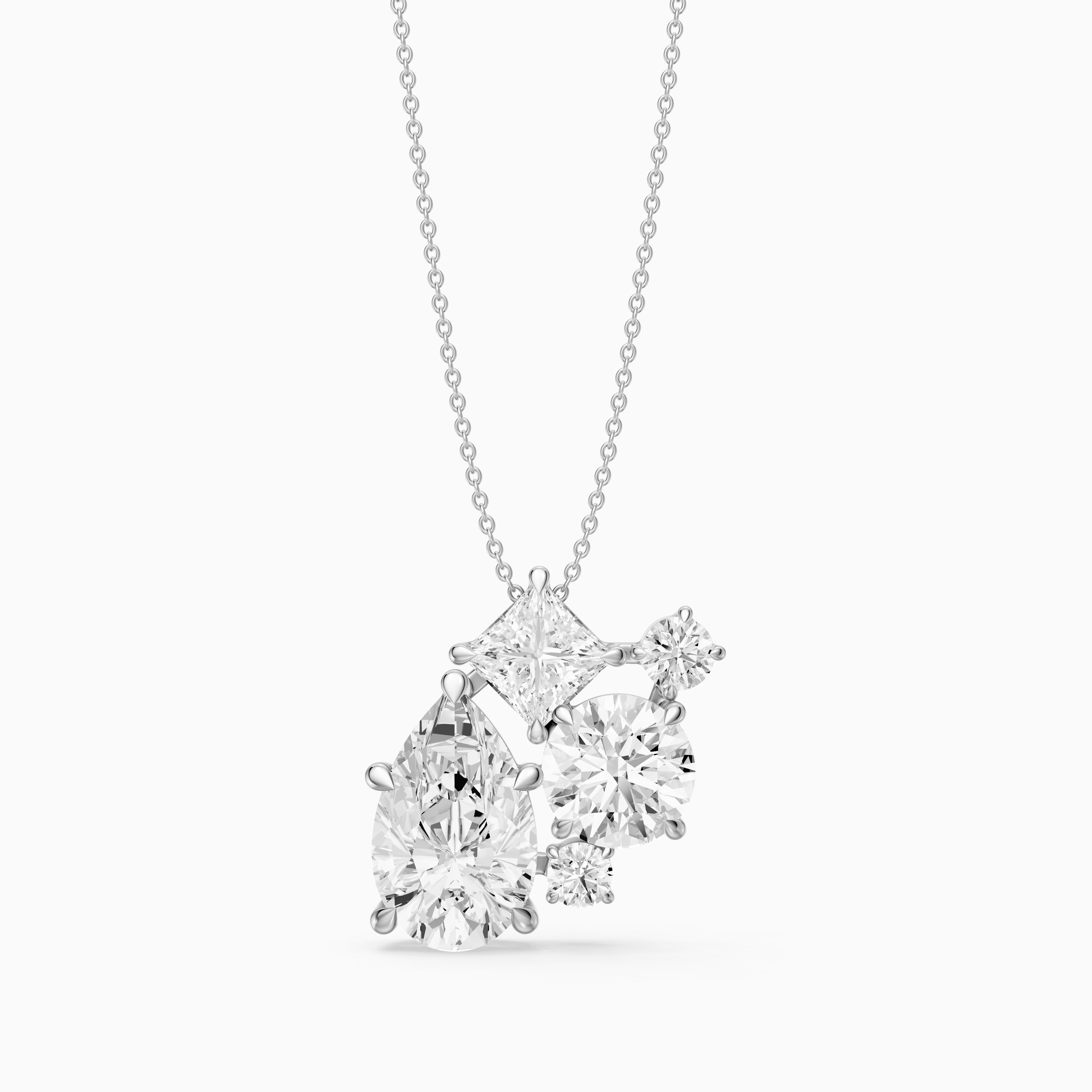 Mia Pear, Princess and Round Lab Grown Diamond Cluster Pendant