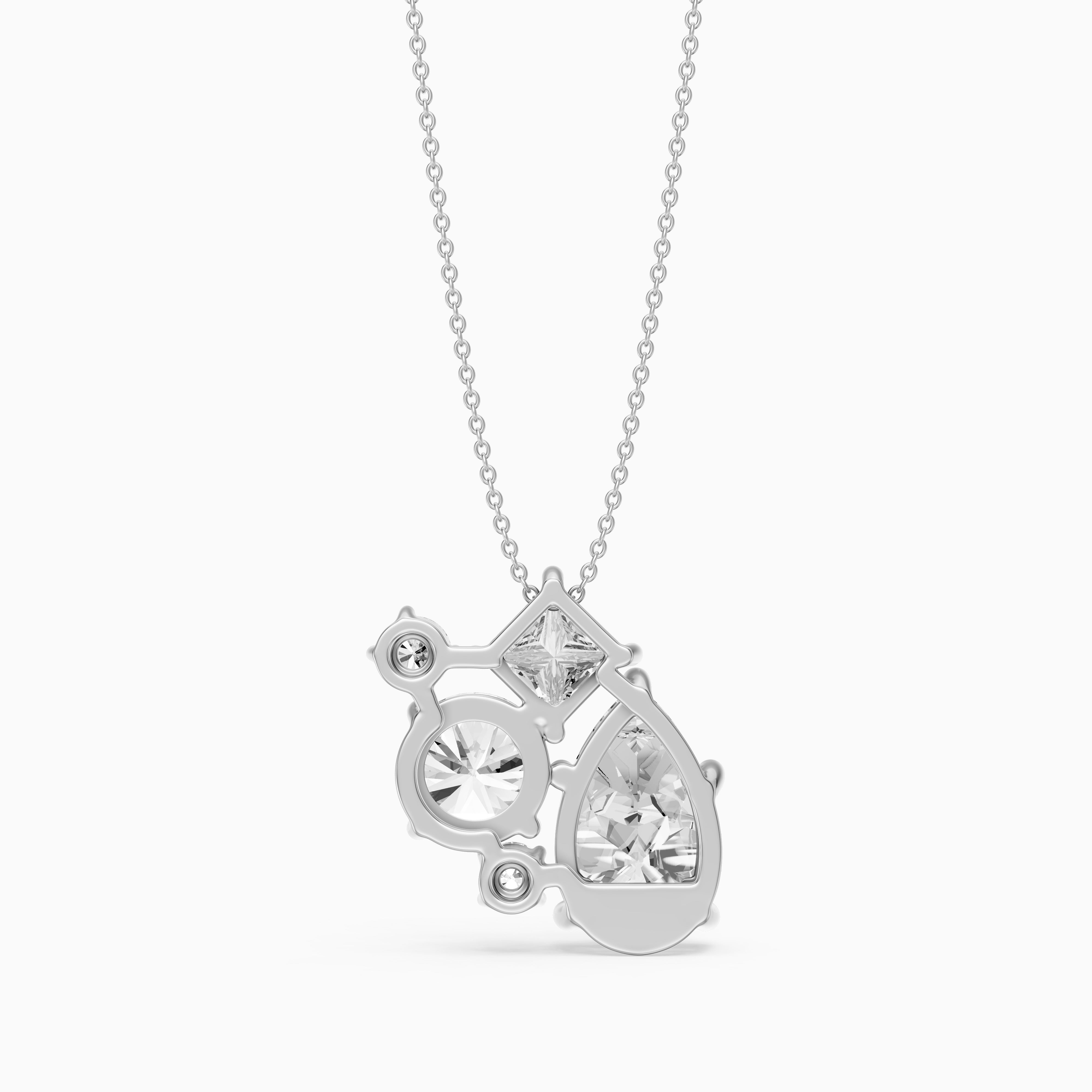 Mia Pear, Princess and Round Lab Grown Diamond Cluster Pendant