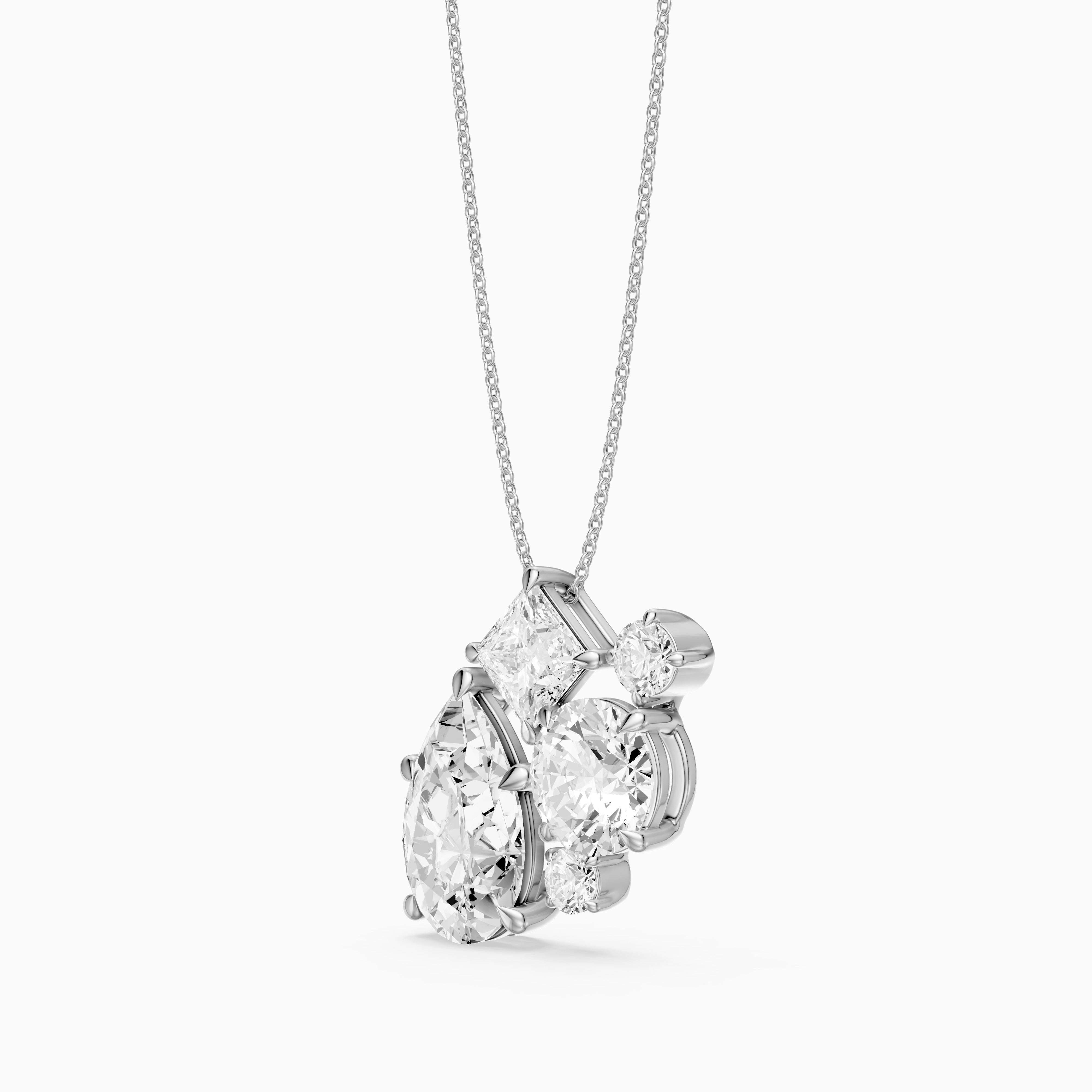 Mia Pear, Princess and Round Lab Grown Diamond Cluster Pendant