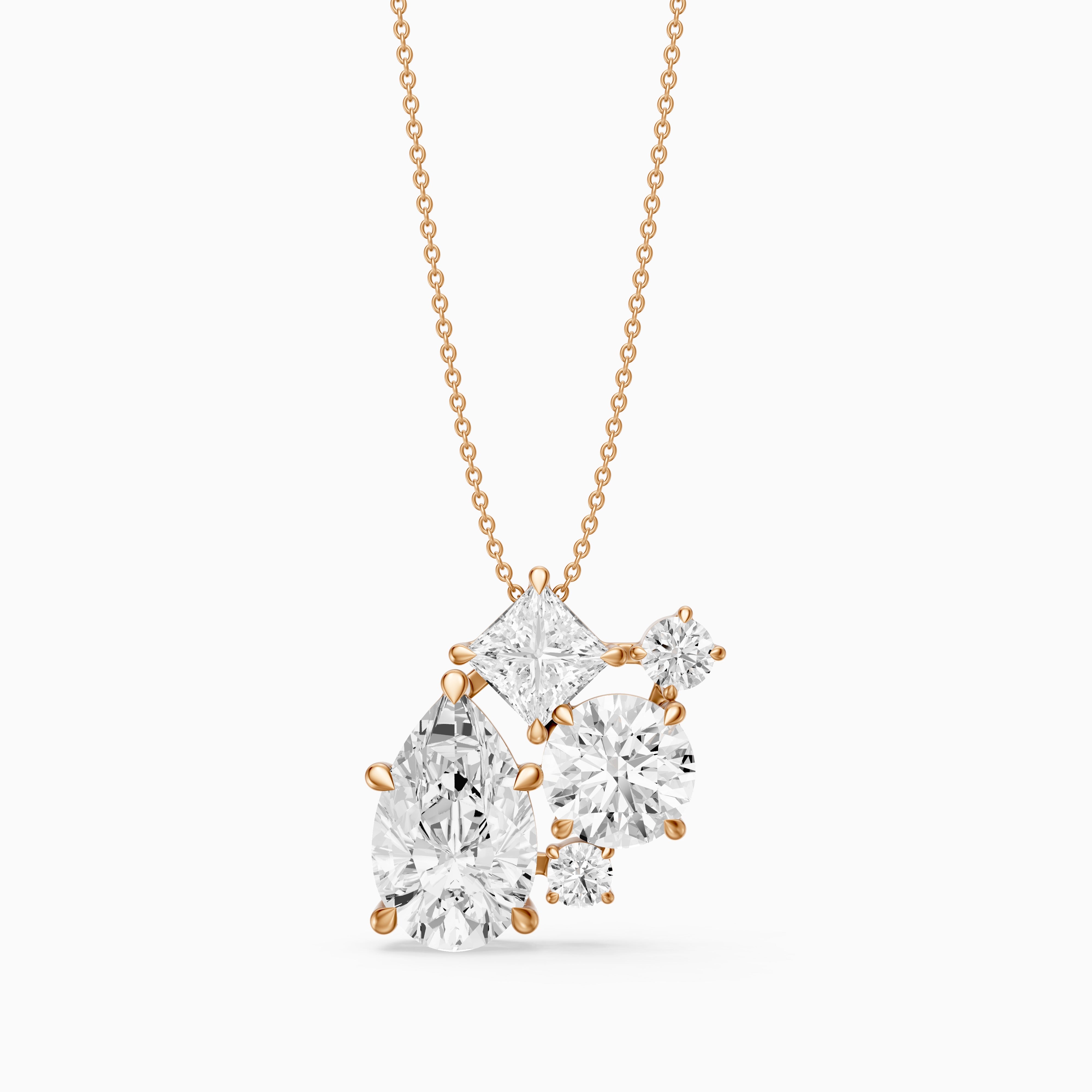 Mia Pear, Princess and Round Lab Grown Diamond Cluster Pendant