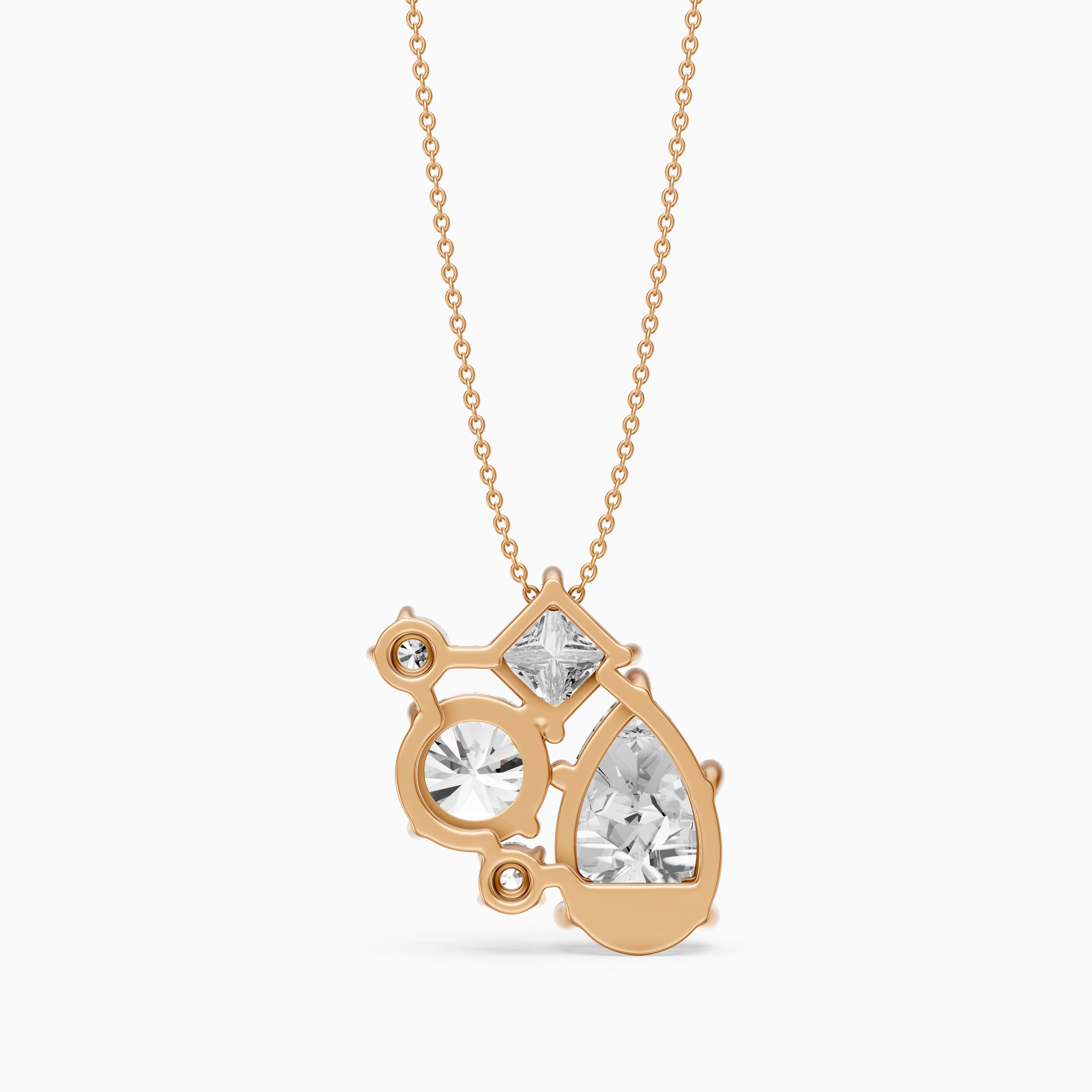 Mia Pear, Princess and Round Lab Grown Diamond Cluster Pendant