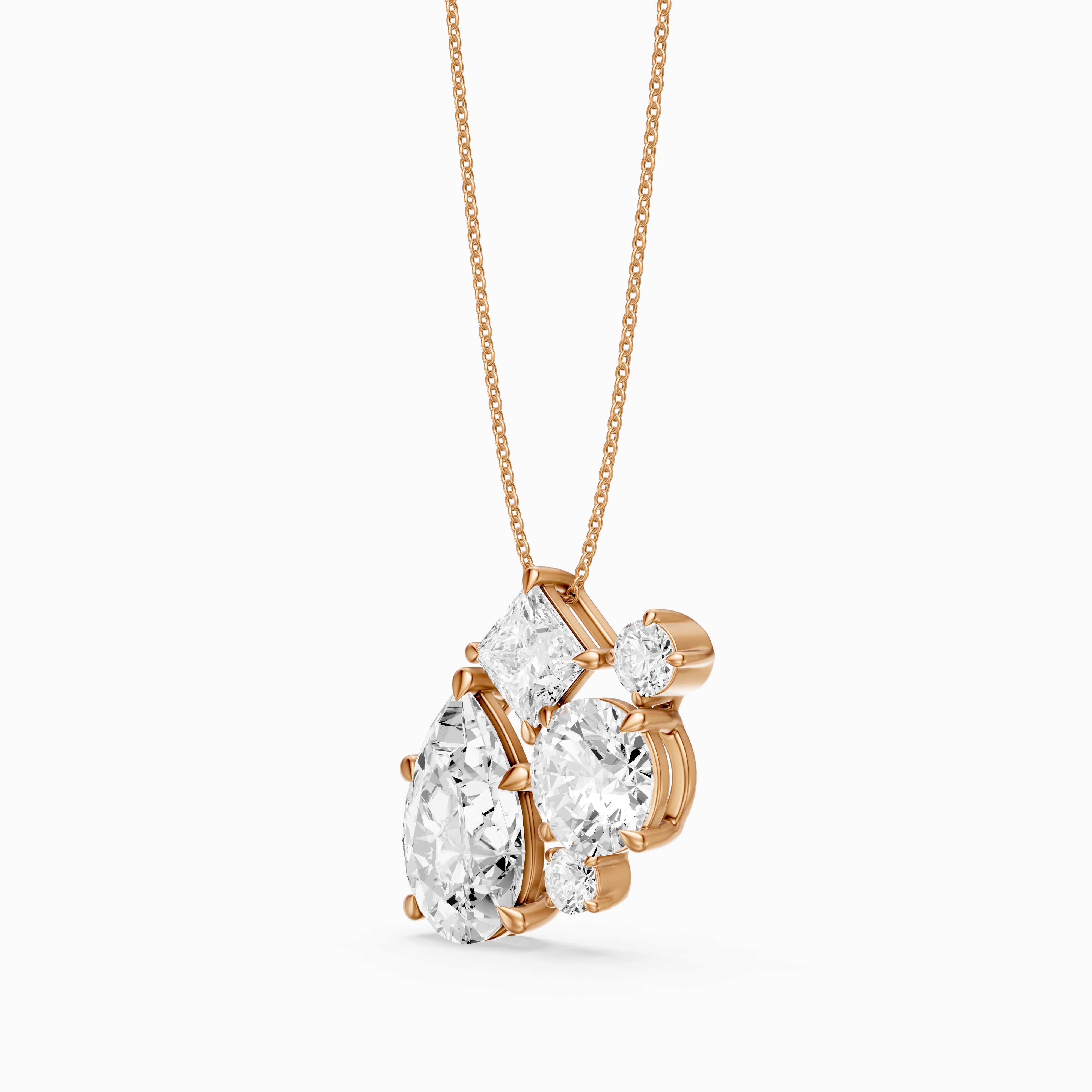 Mia Pear, Princess and Round Lab Grown Diamond Cluster Pendant