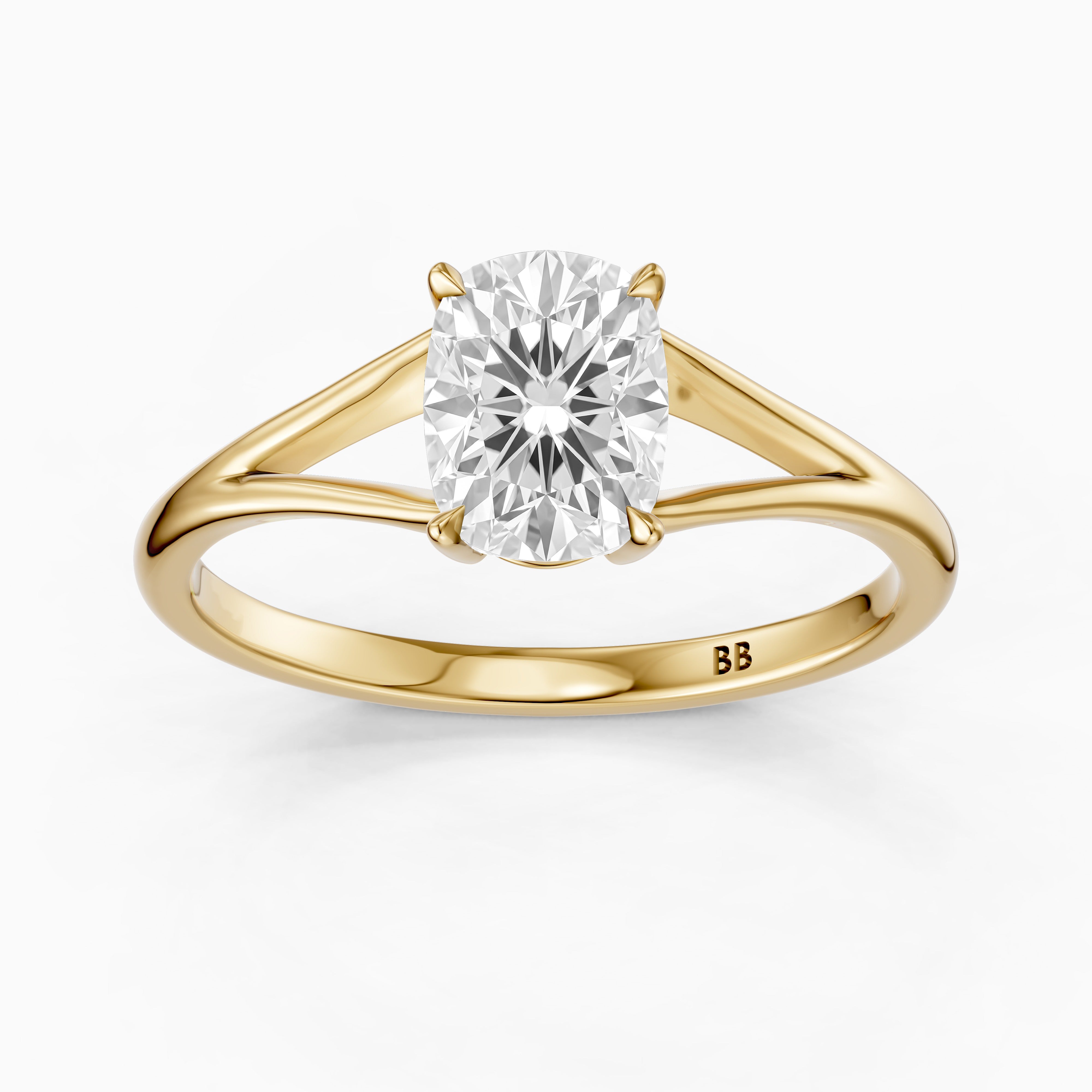 Paisly Elongated Cushion Cut Split Shank Solitaire Lab Grown Diamond Ring