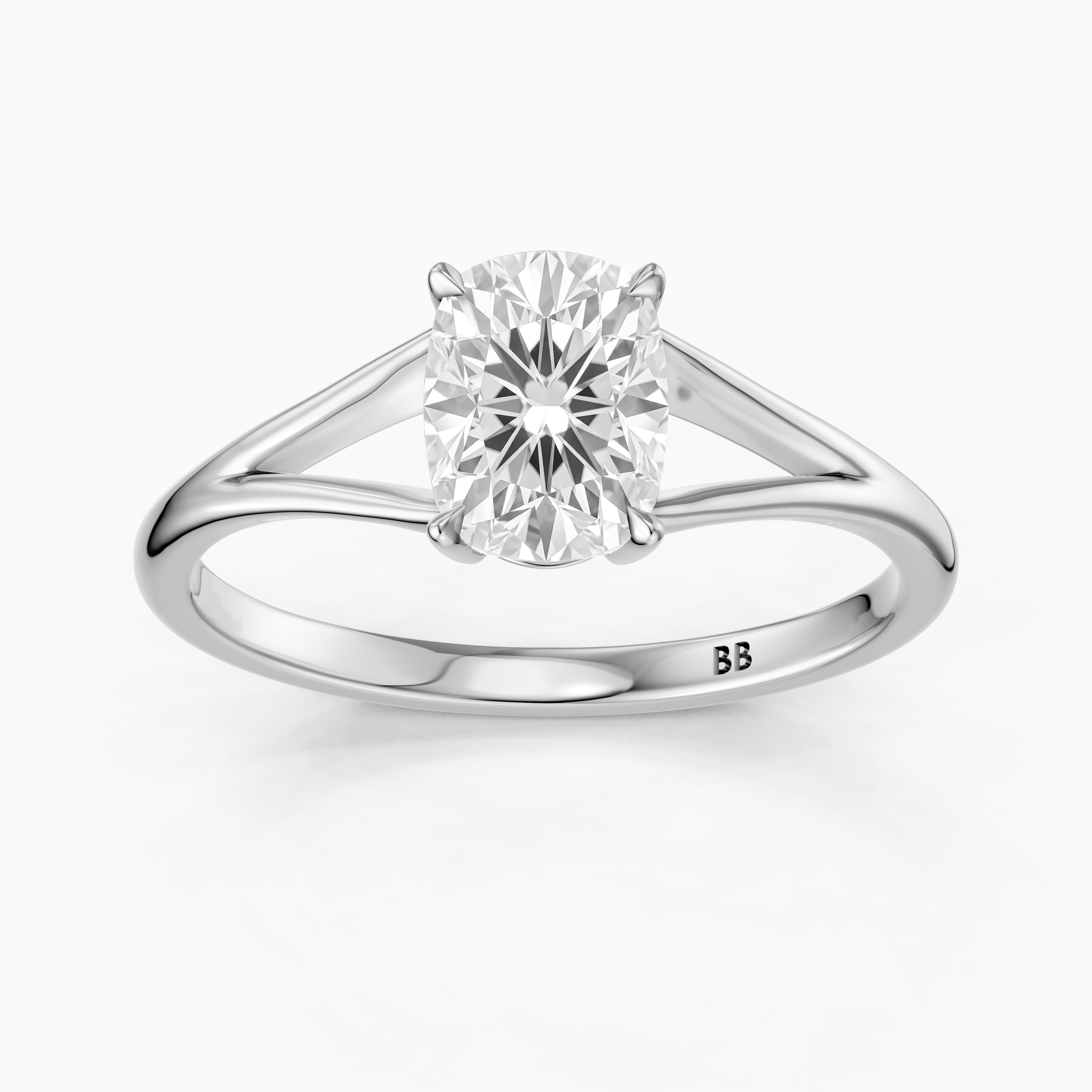 Paisly Elongated Cushion Cut Split Shank Solitaire Lab Grown Diamond Ring