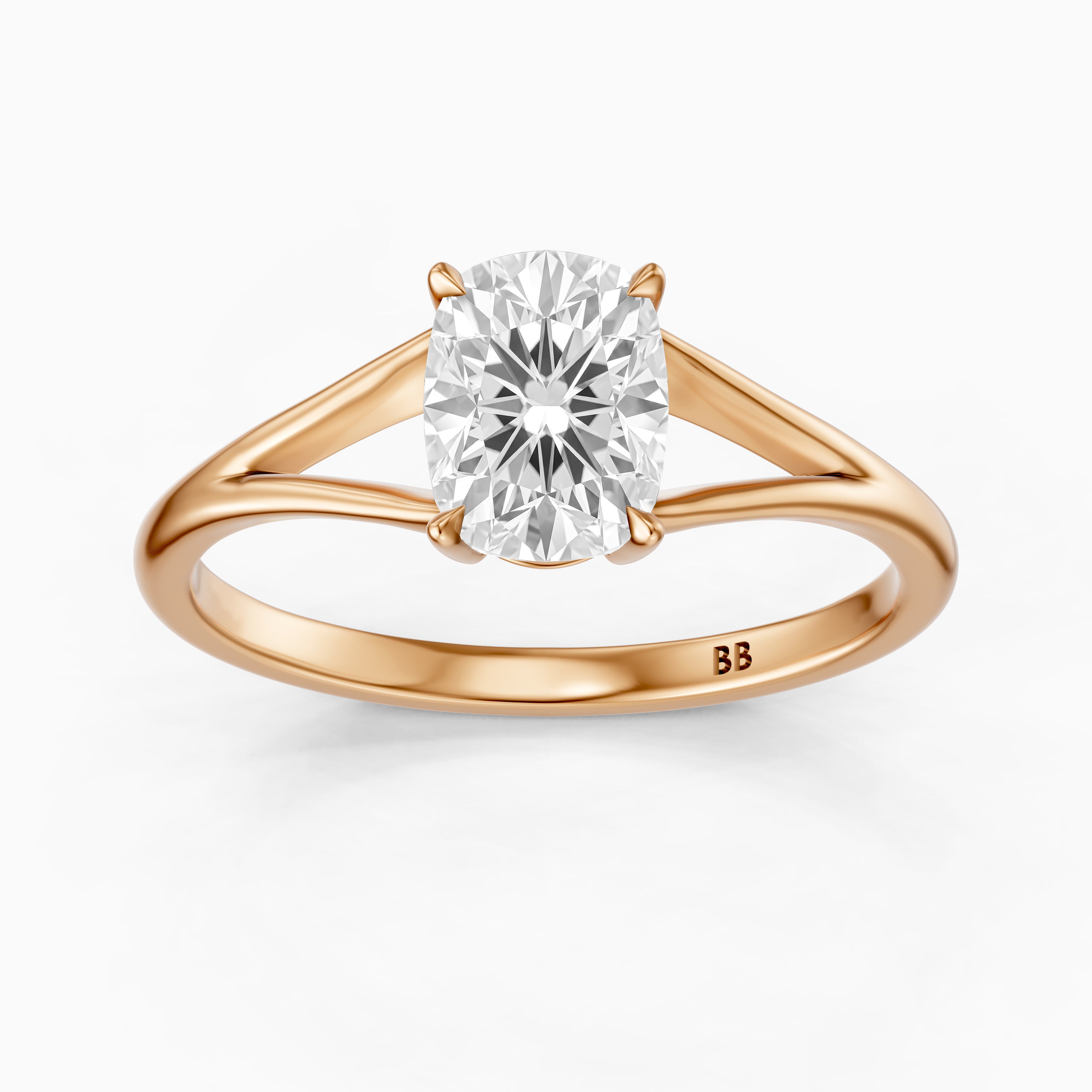 Paisly Elongated Cushion Cut Split Shank Solitaire Lab Grown Diamond Ring