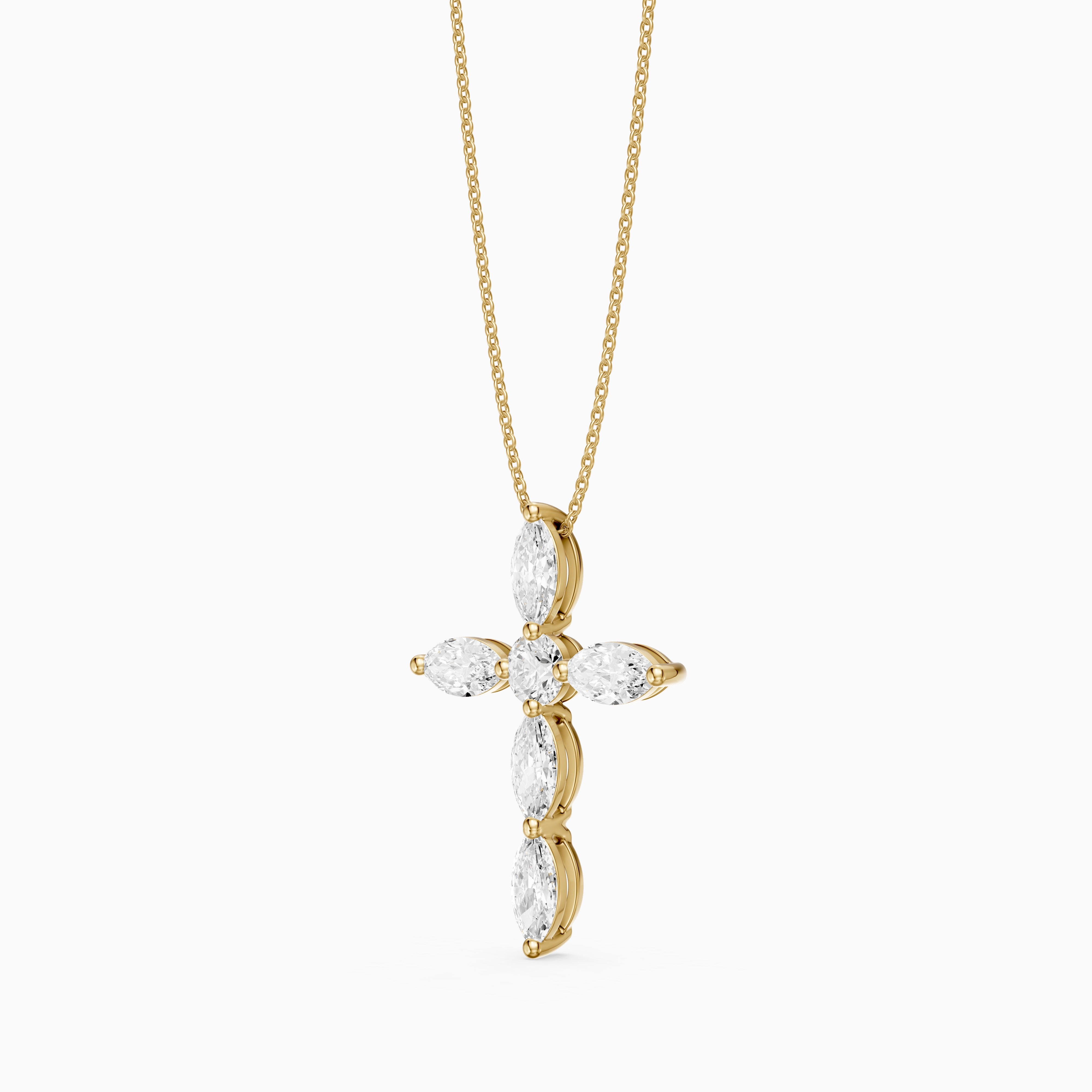 Noemi Marquise Lab Grown Diamond Cross Pendant