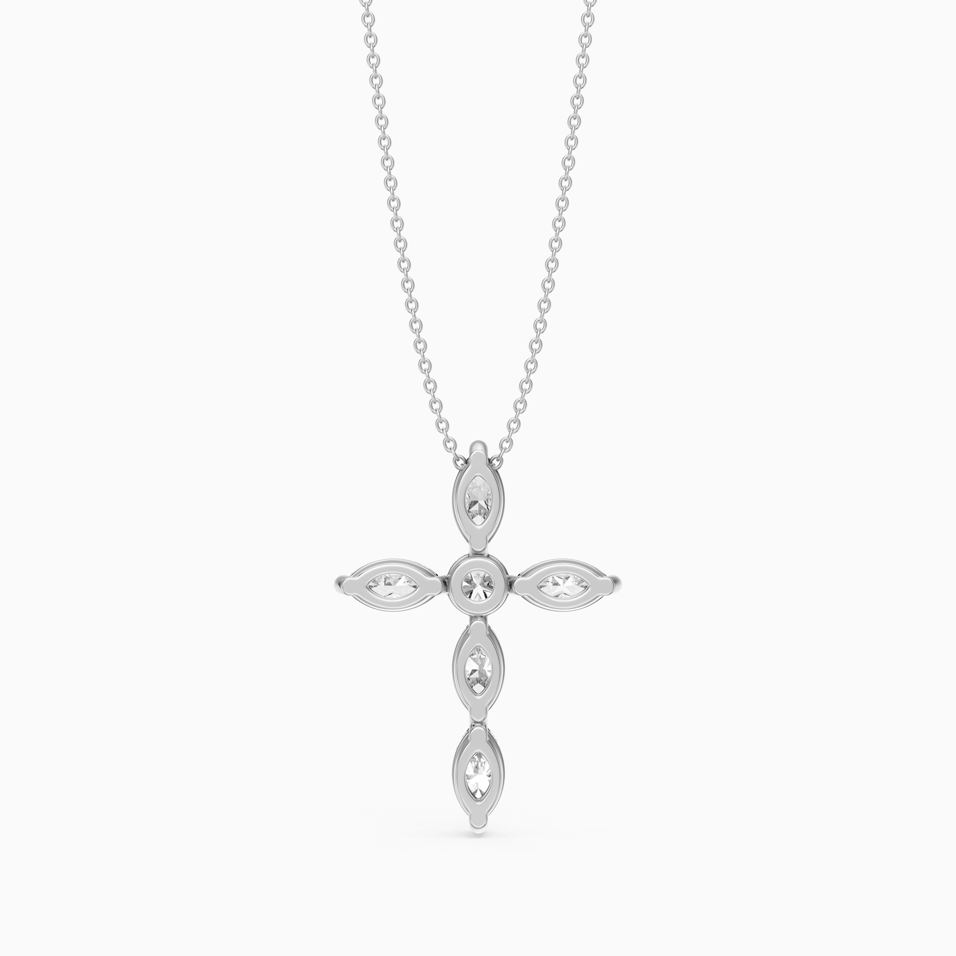 Noemi Marquise Lab Grown Diamond Cross Pendant