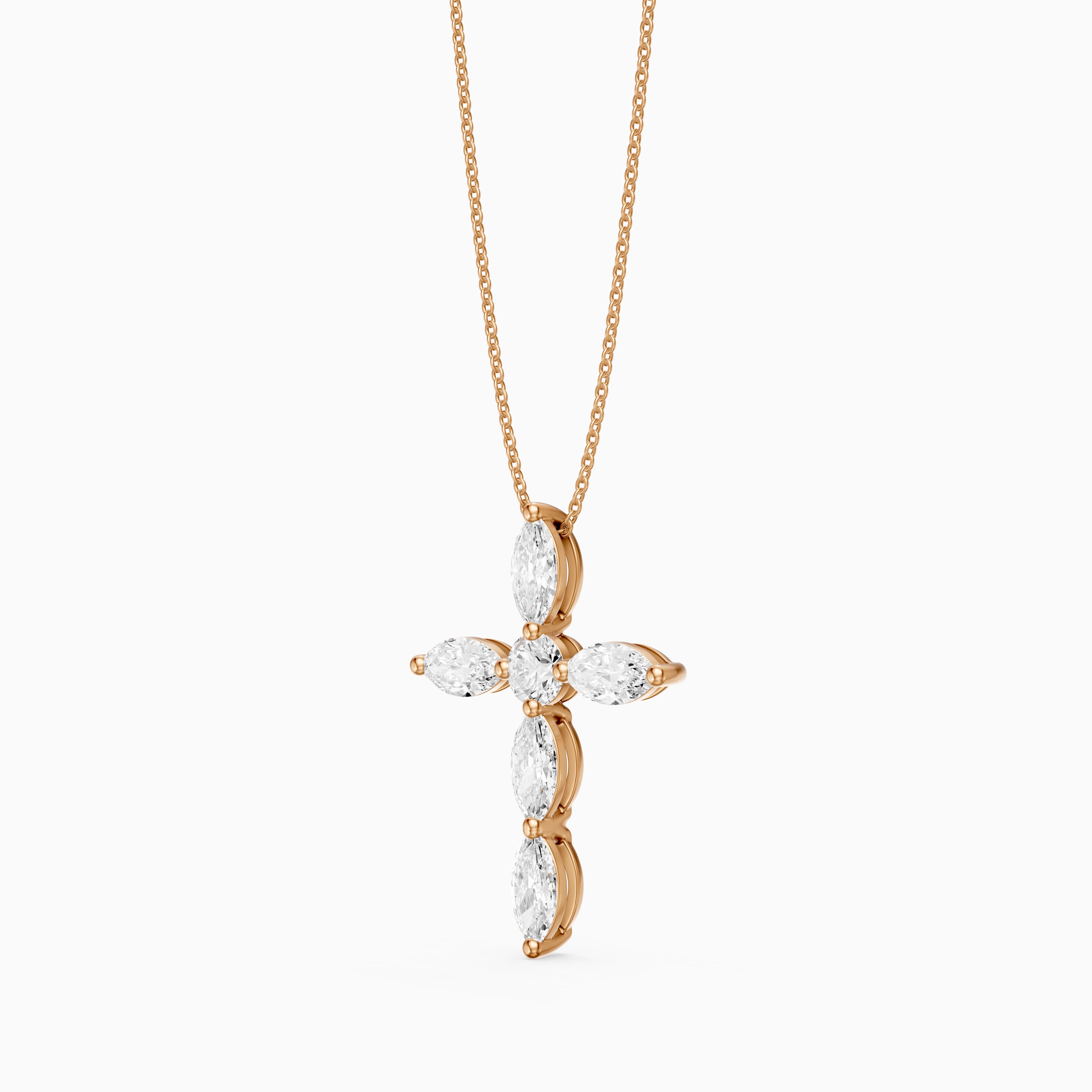 Noemi Marquise Lab Grown Diamond Cross Pendant