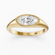 Ivy Moval Cut Moissanite Diamond Bezel Solitaire Ring