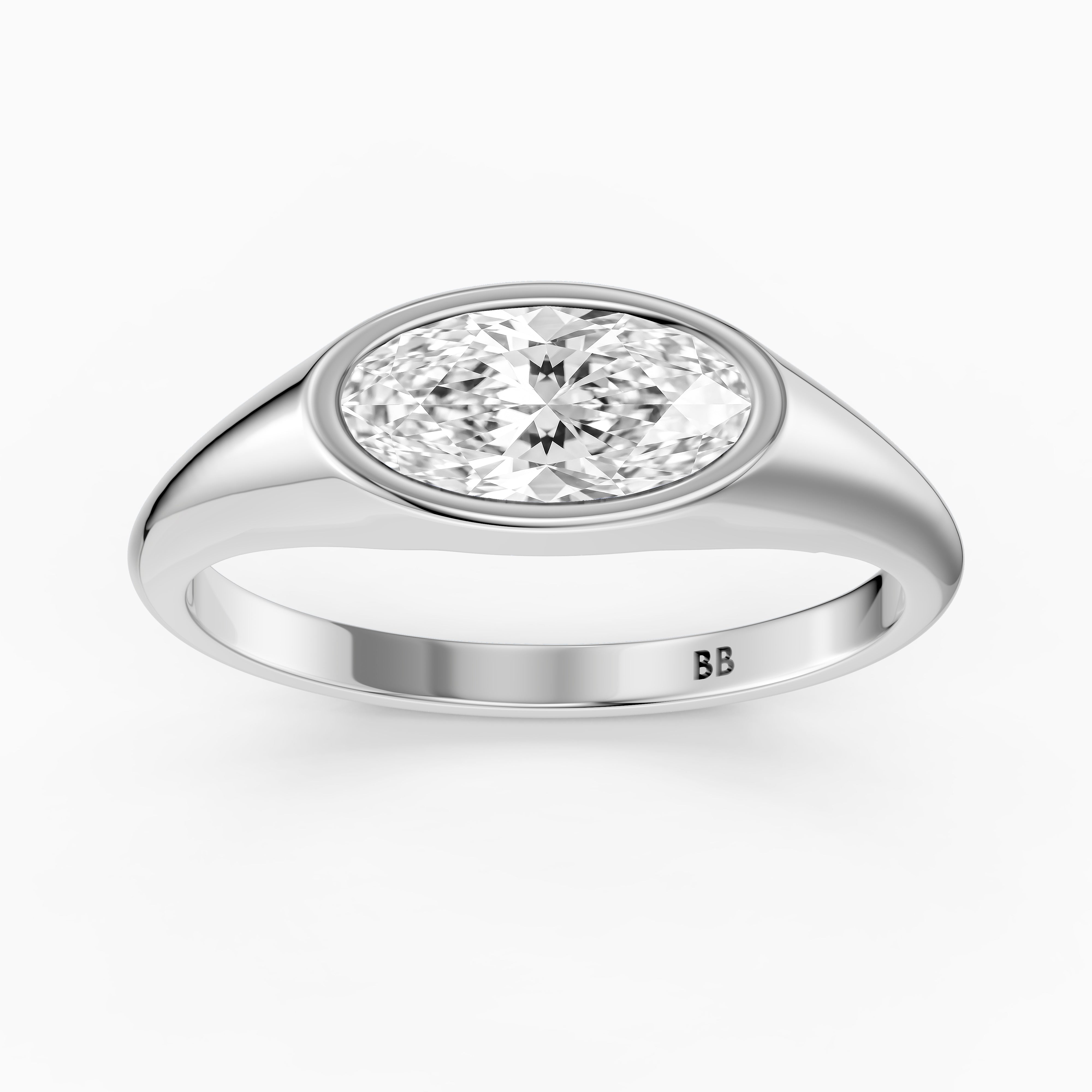 Ivy Moval Cut Lab Grown Diamond Bezel Solitaire Ring