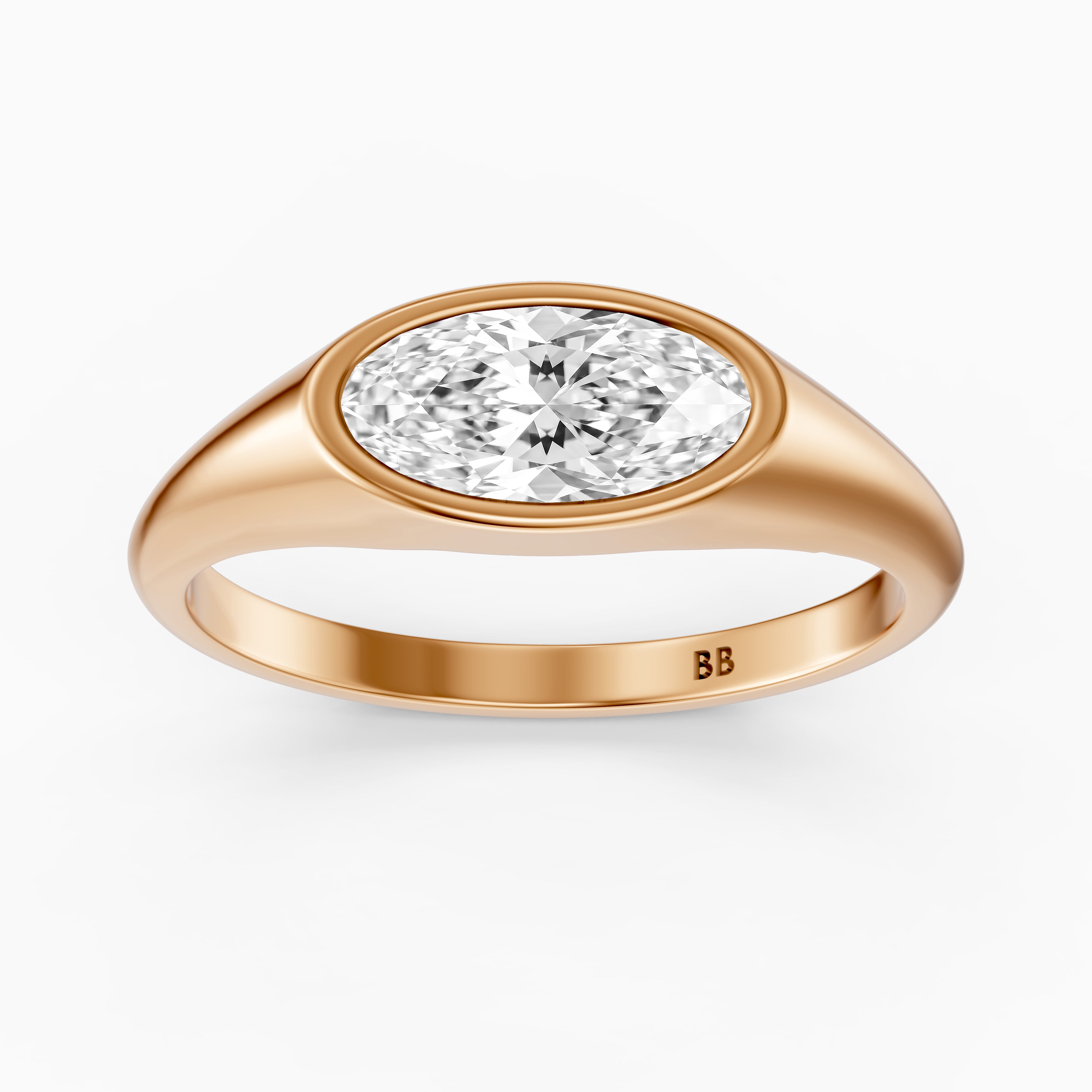 Ivy Moval Cut Lab Grown Diamond Bezel Solitaire Ring