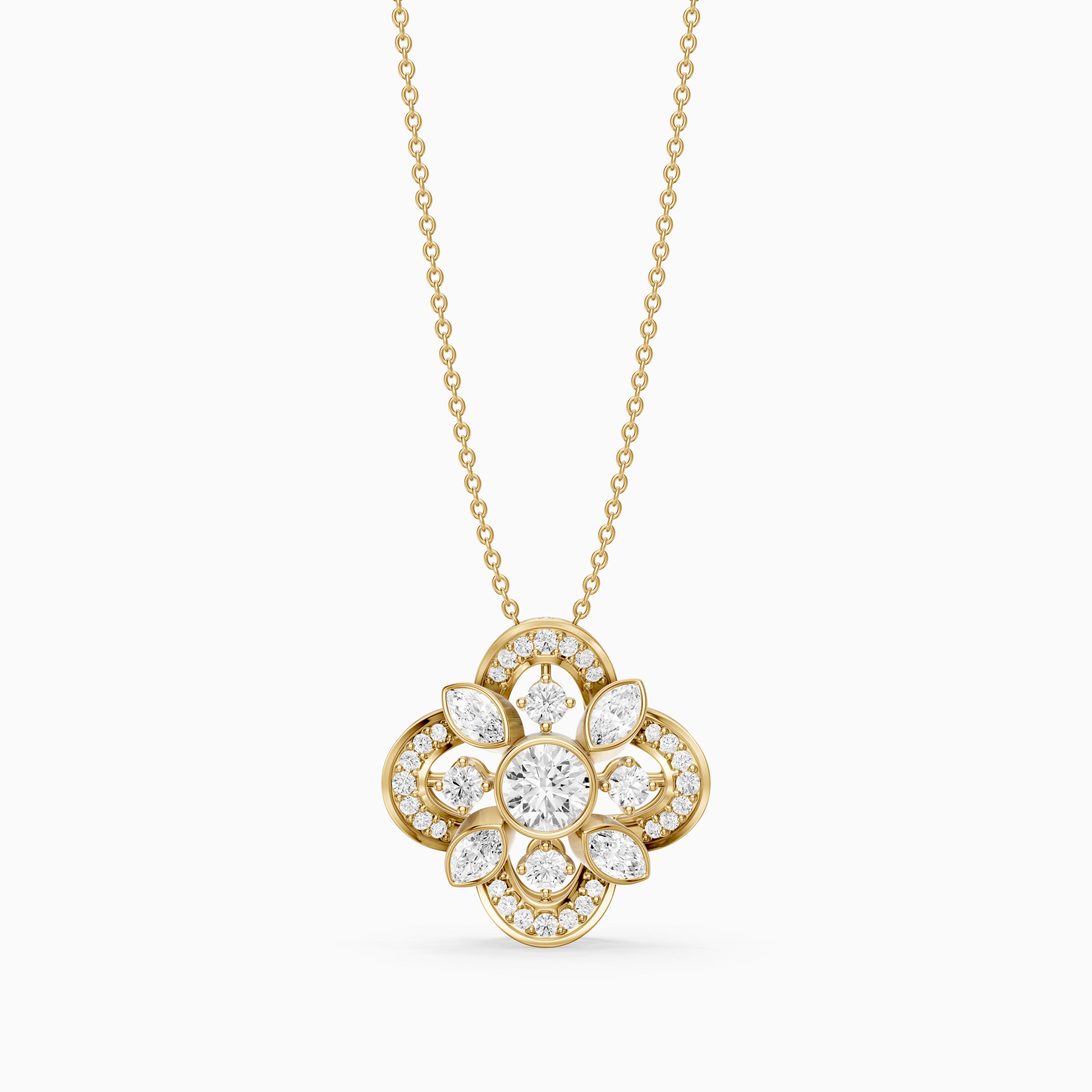 Otilia Marquise and Round Lab Grown Diamond Vintage Pendant