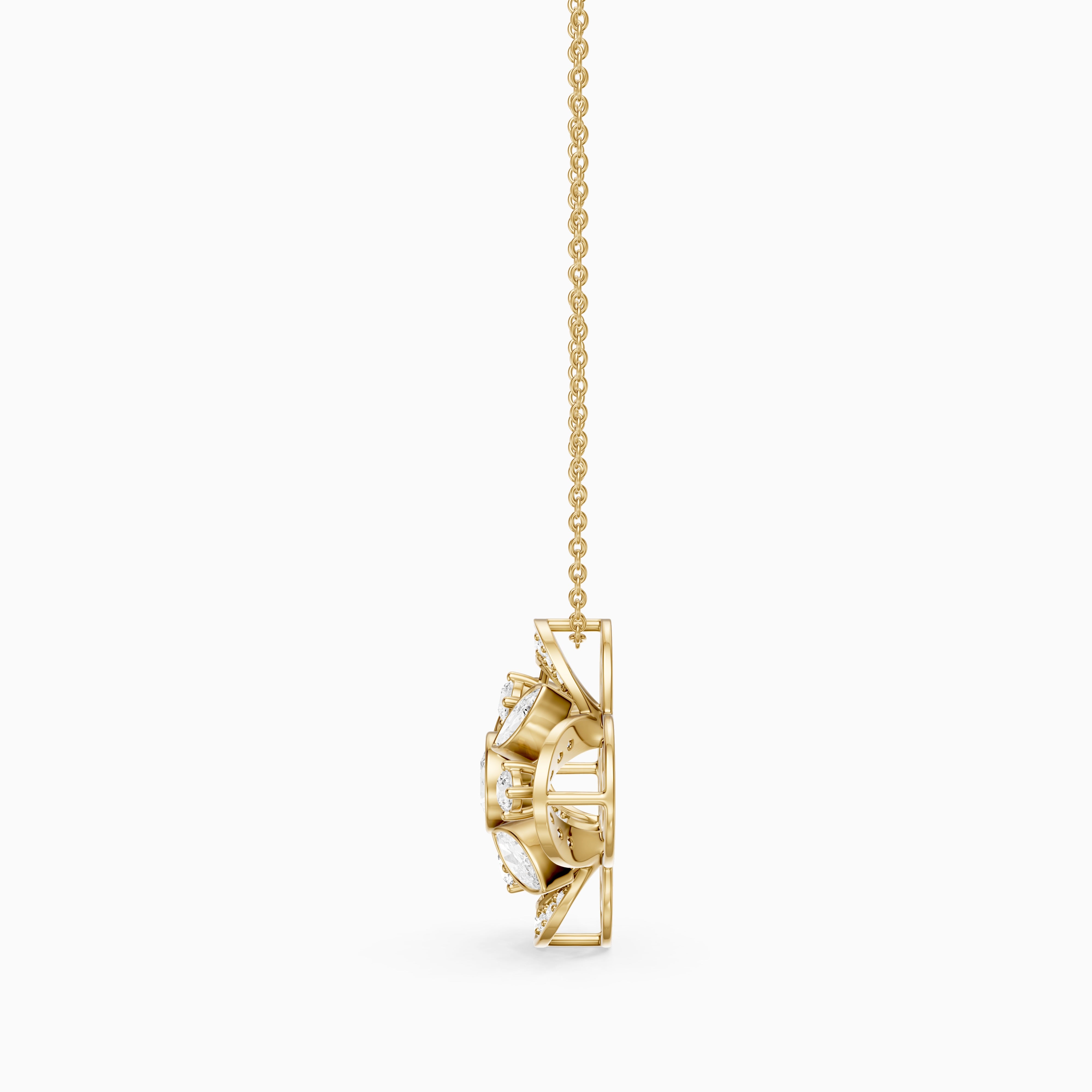 Otilia Marquise and Round Lab Grown Diamond Vintage Pendant