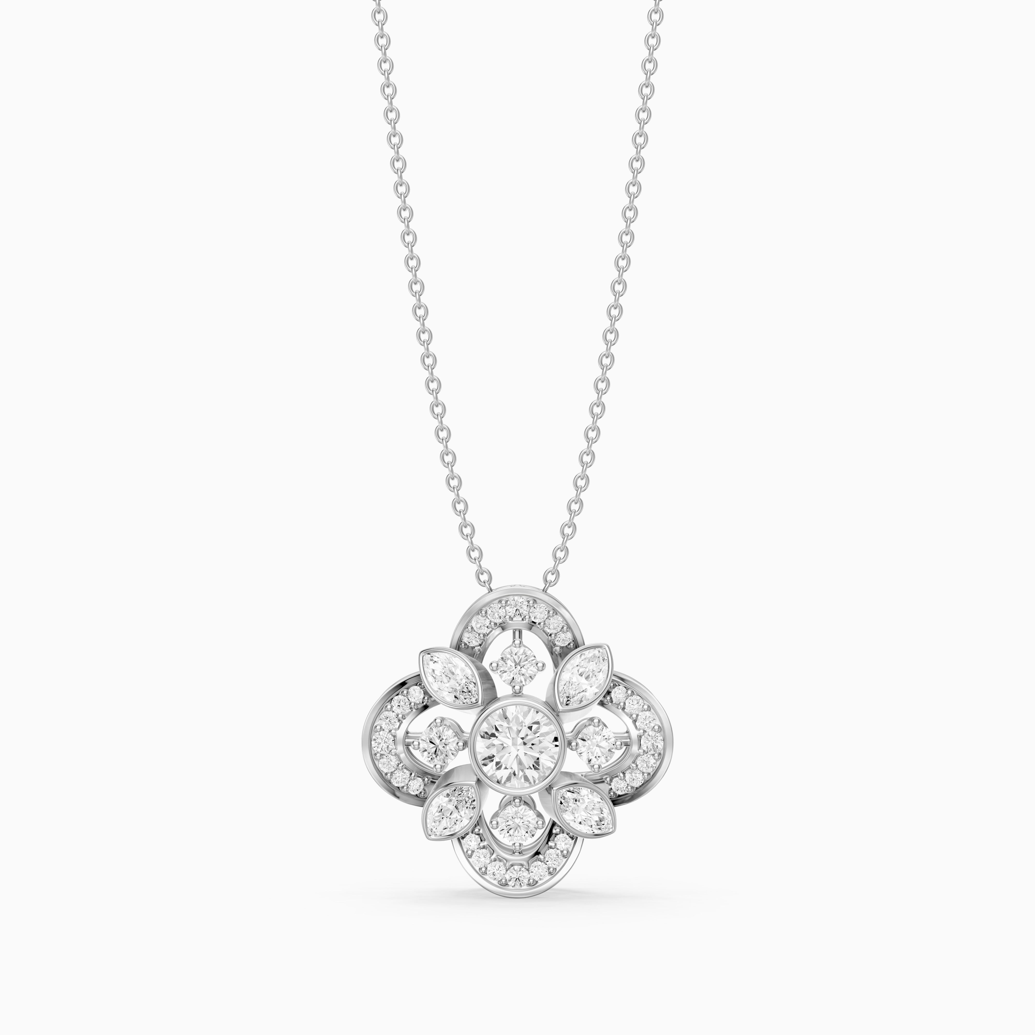Otilia Marquise and Round Lab Grown Diamond Vintage Pendant