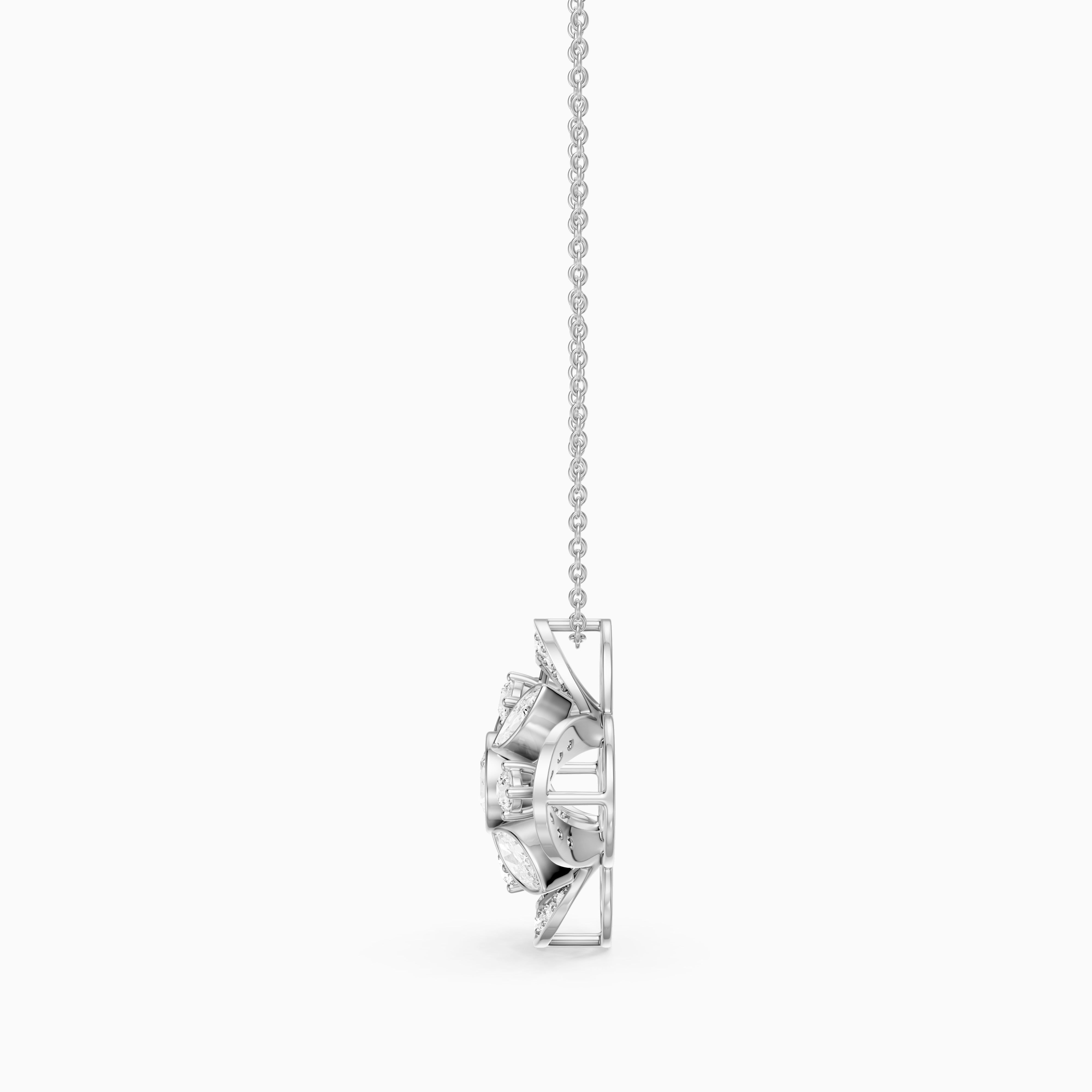Otilia Marquise and Round Lab Grown Diamond Vintage Pendant