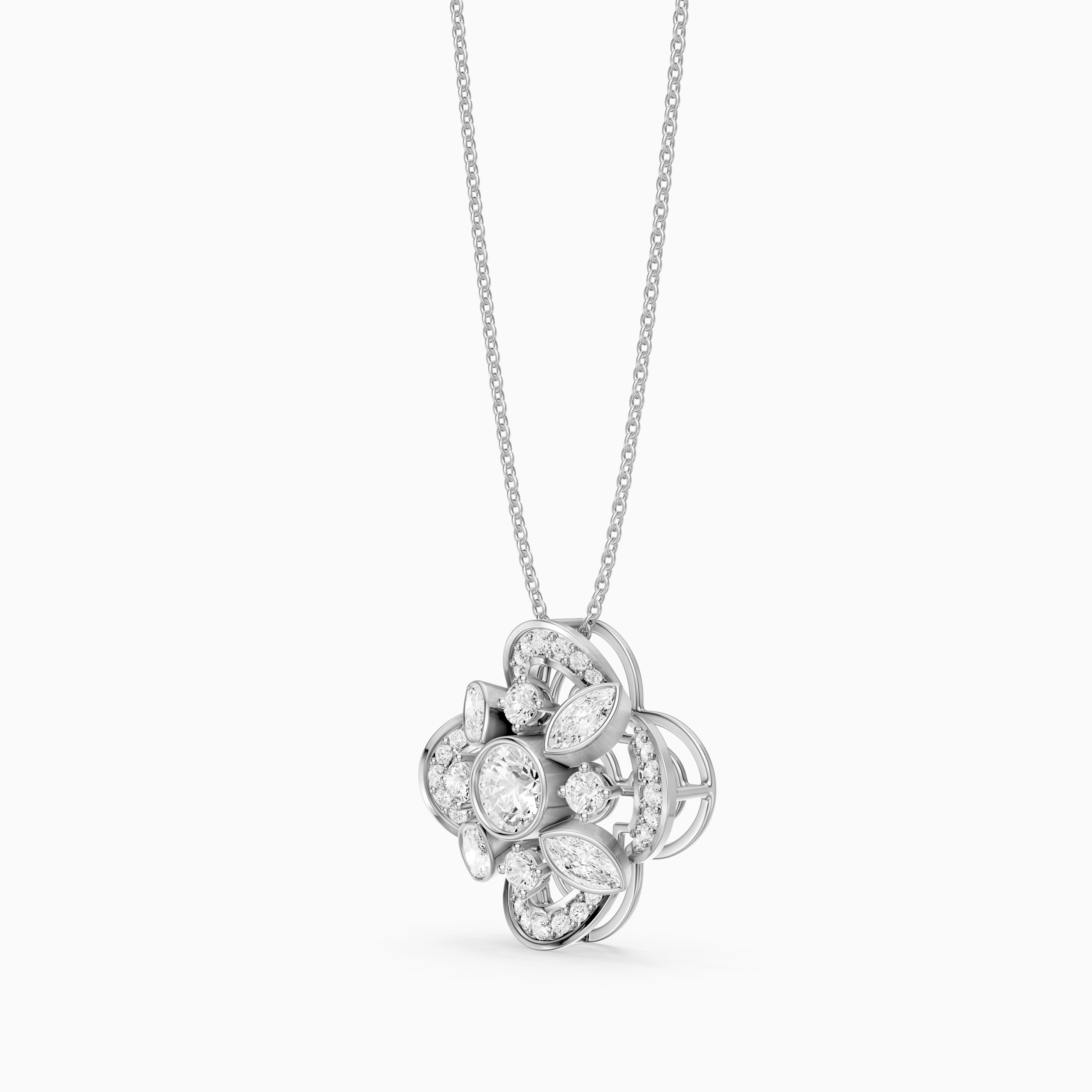 Otilia Marquise and Round Lab Grown Diamond Vintage Pendant