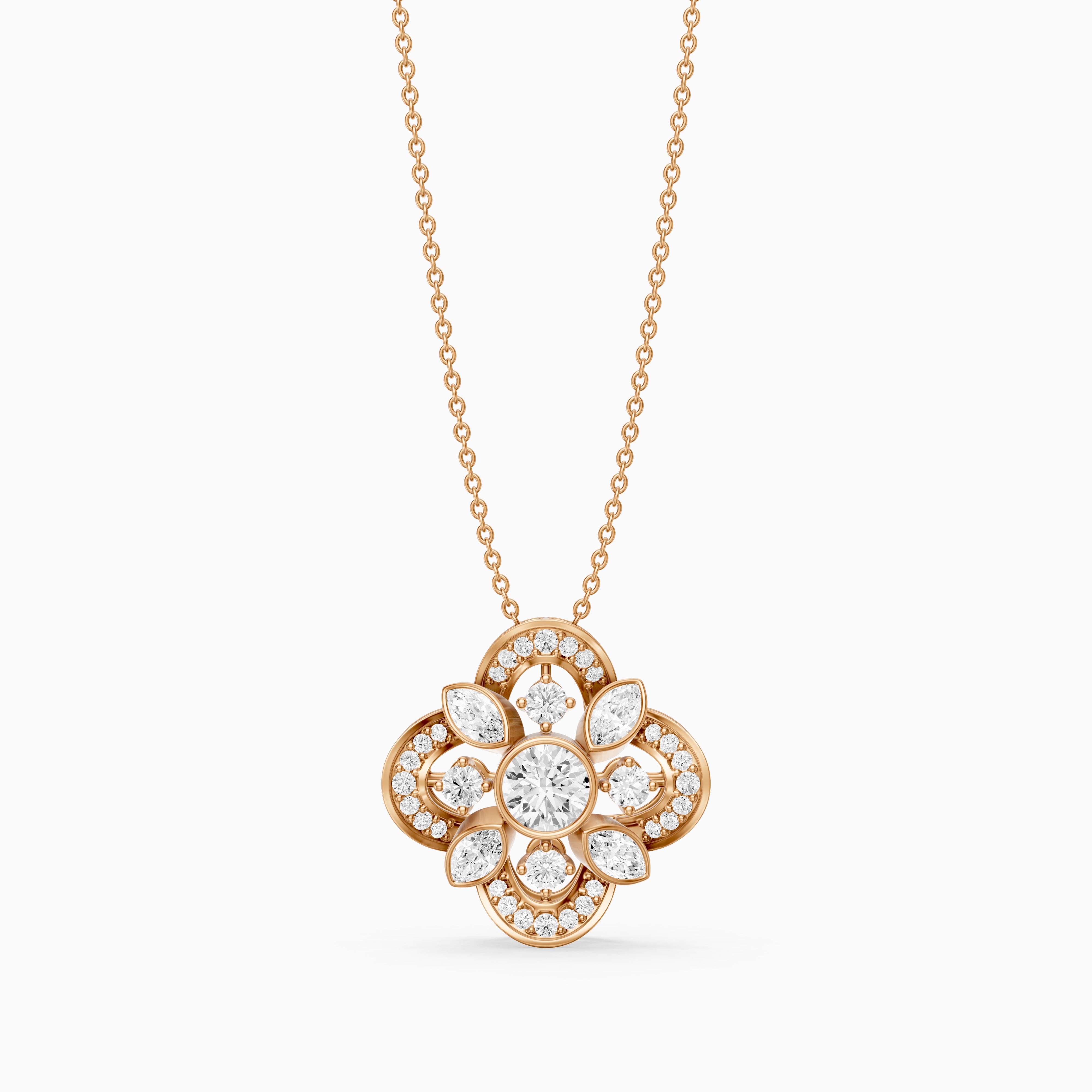 Otilia Marquise and Round Lab Grown Diamond Vintage Pendant