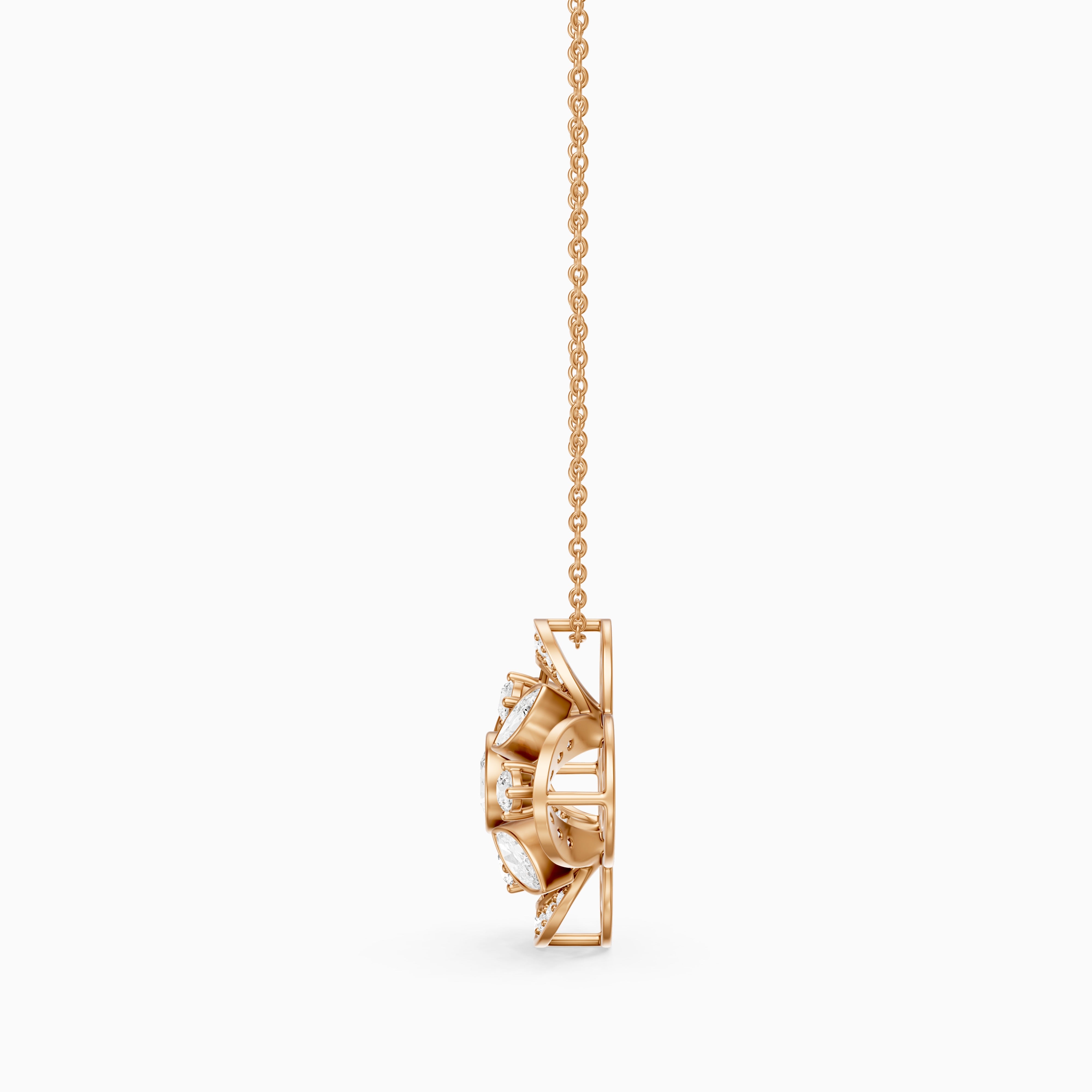 Otilia Marquise and Round Lab Grown Diamond Vintage Pendant