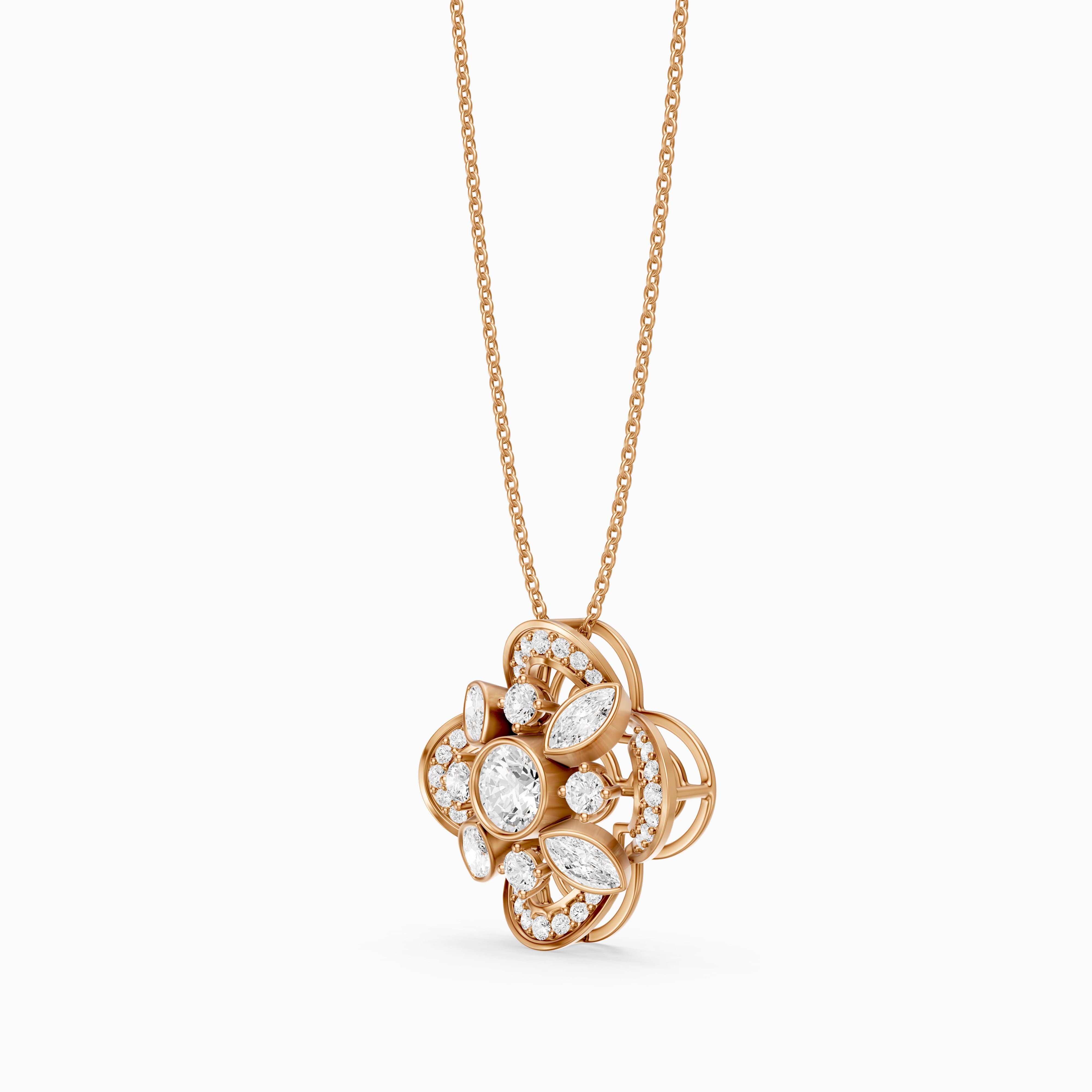 Otilia Marquise and Round Lab Grown Diamond Vintage Pendant