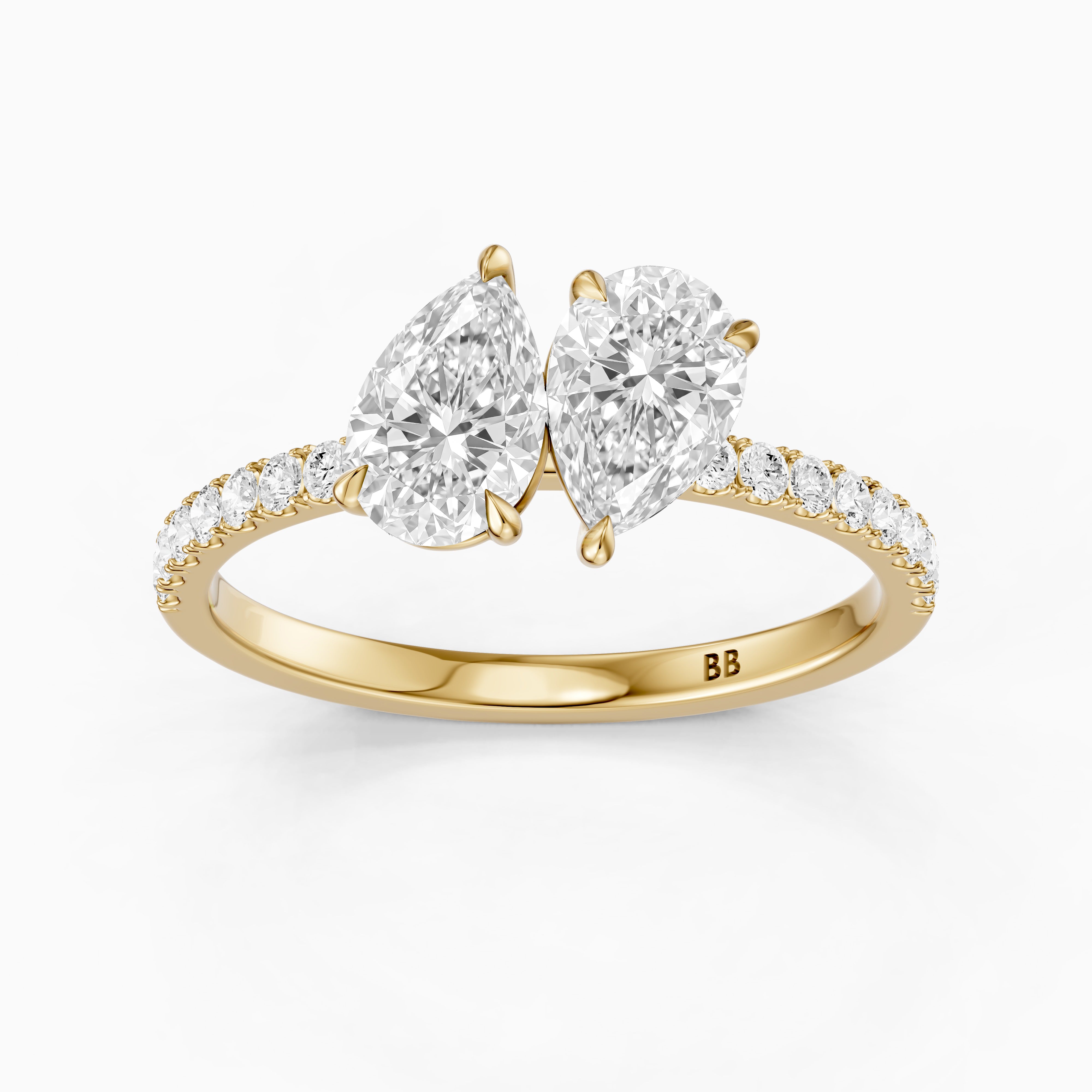 Raylee Toi Et Moi Pave Ring With Both Pear Two Stone Lab Grown Diamonds
