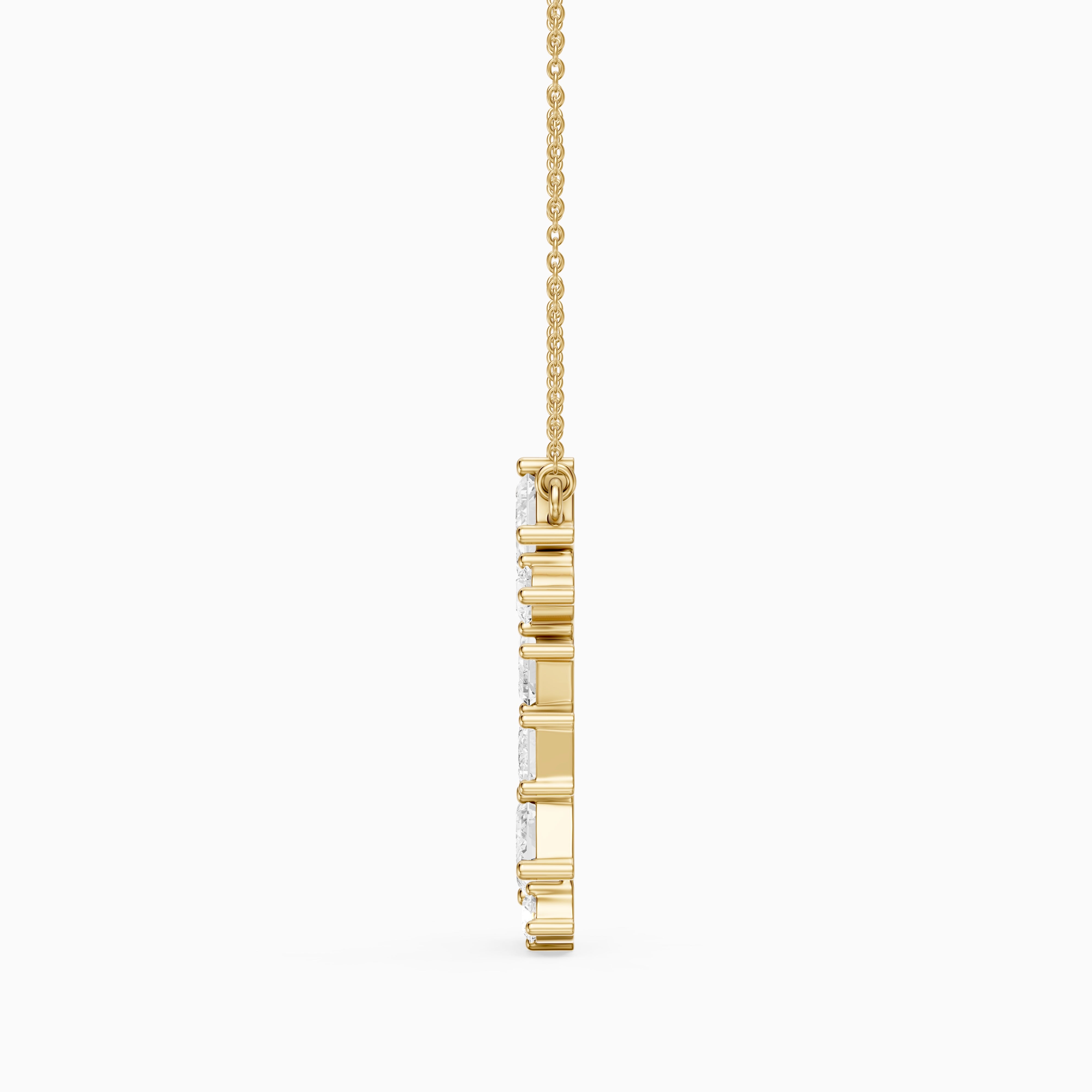 Paula Emerald Cut and Round Lab Grown Diamond Cascade Pendant