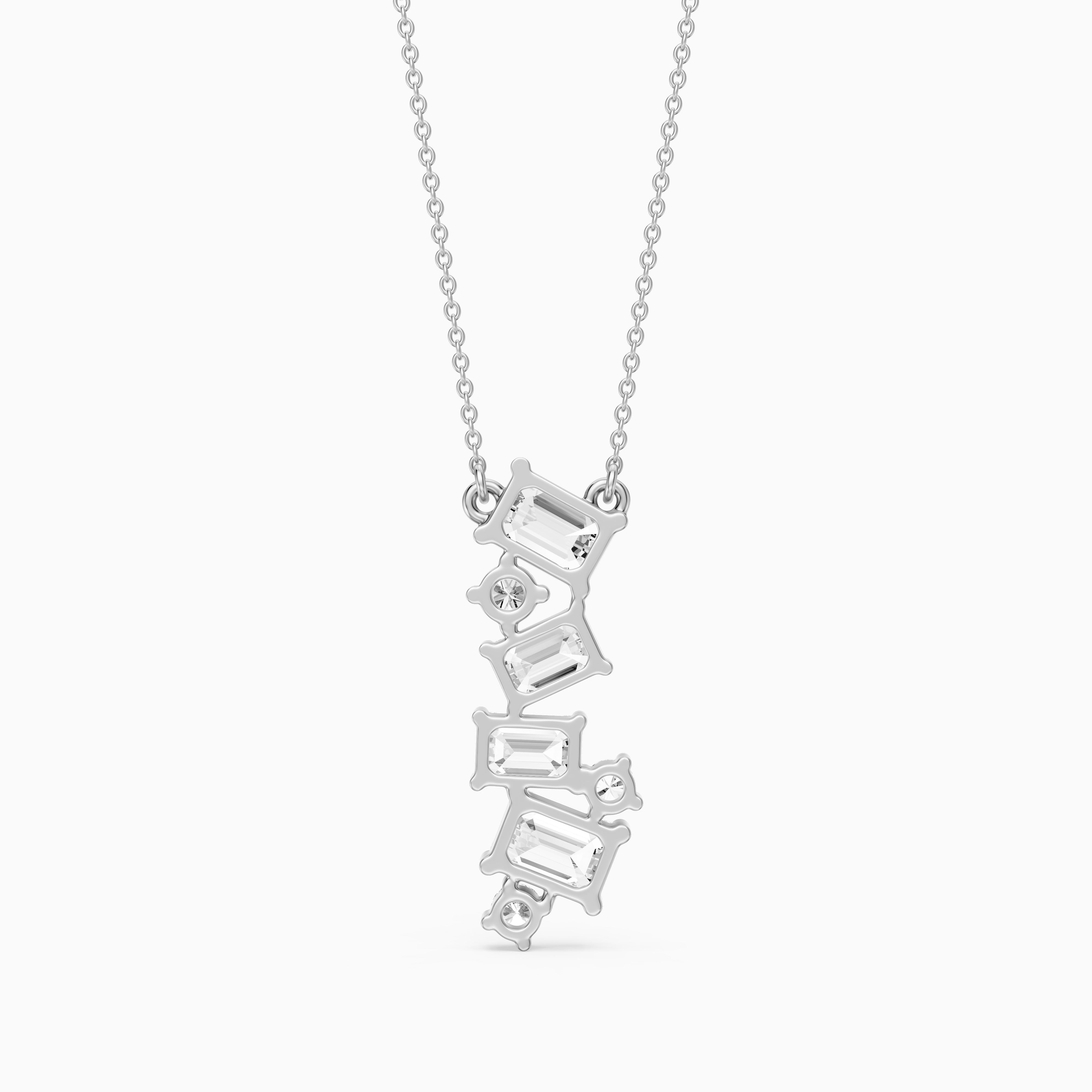 Paula Emerald Cut and Round Lab Grown Diamond Cascade Pendant