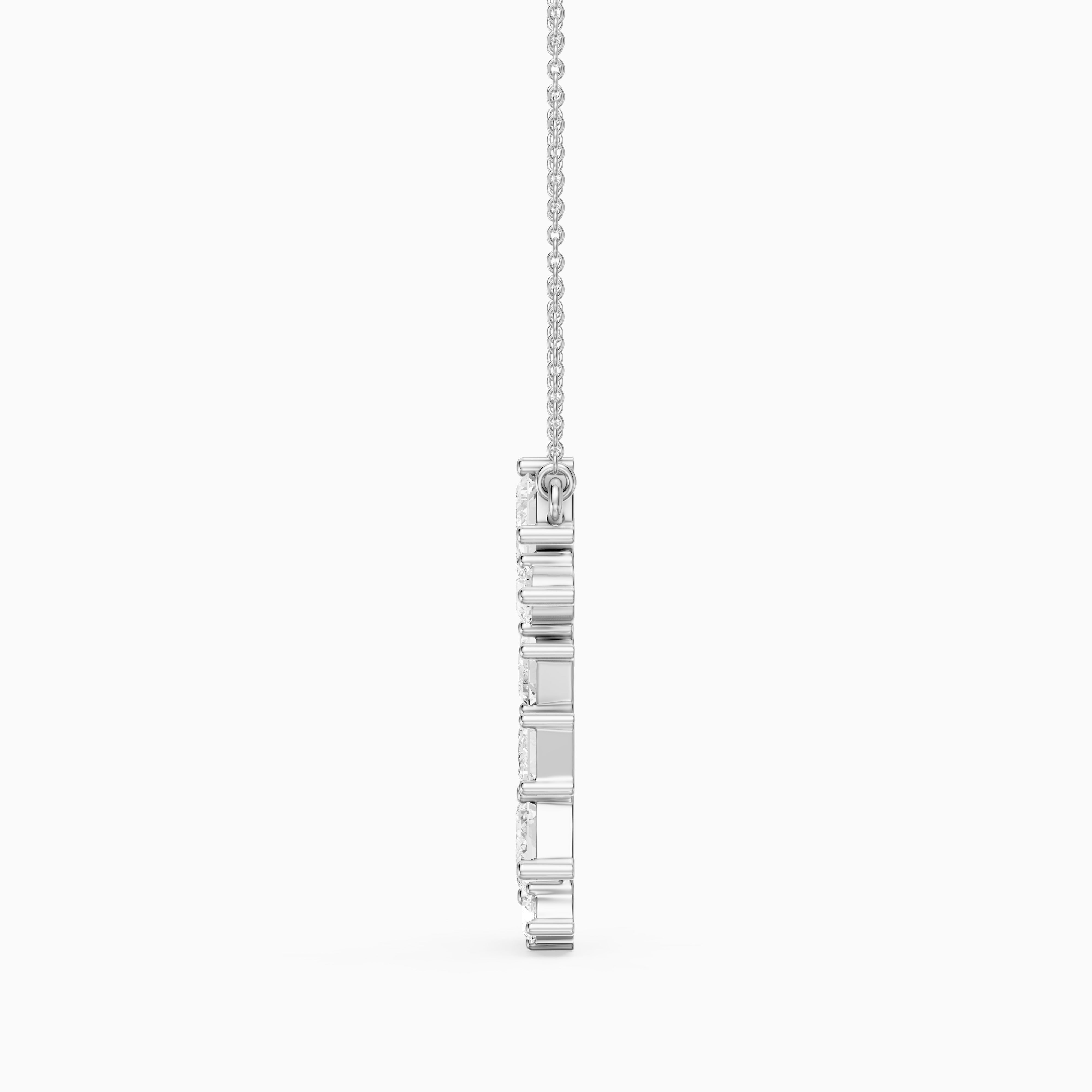 Paula Emerald Cut and Round Lab Grown Diamond Cascade Pendant