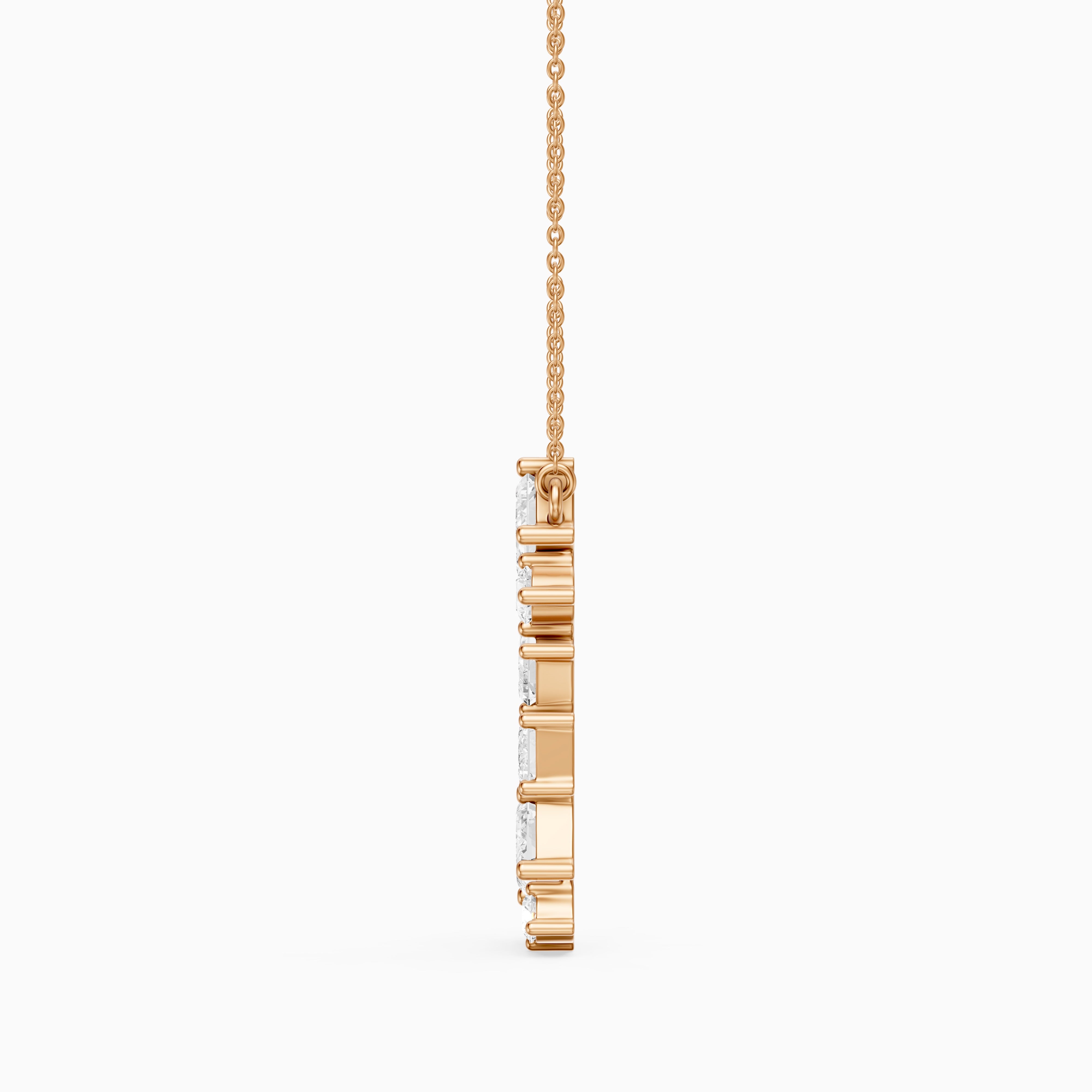 Paula Emerald Cut and Round Lab Grown Diamond Cascade Pendant