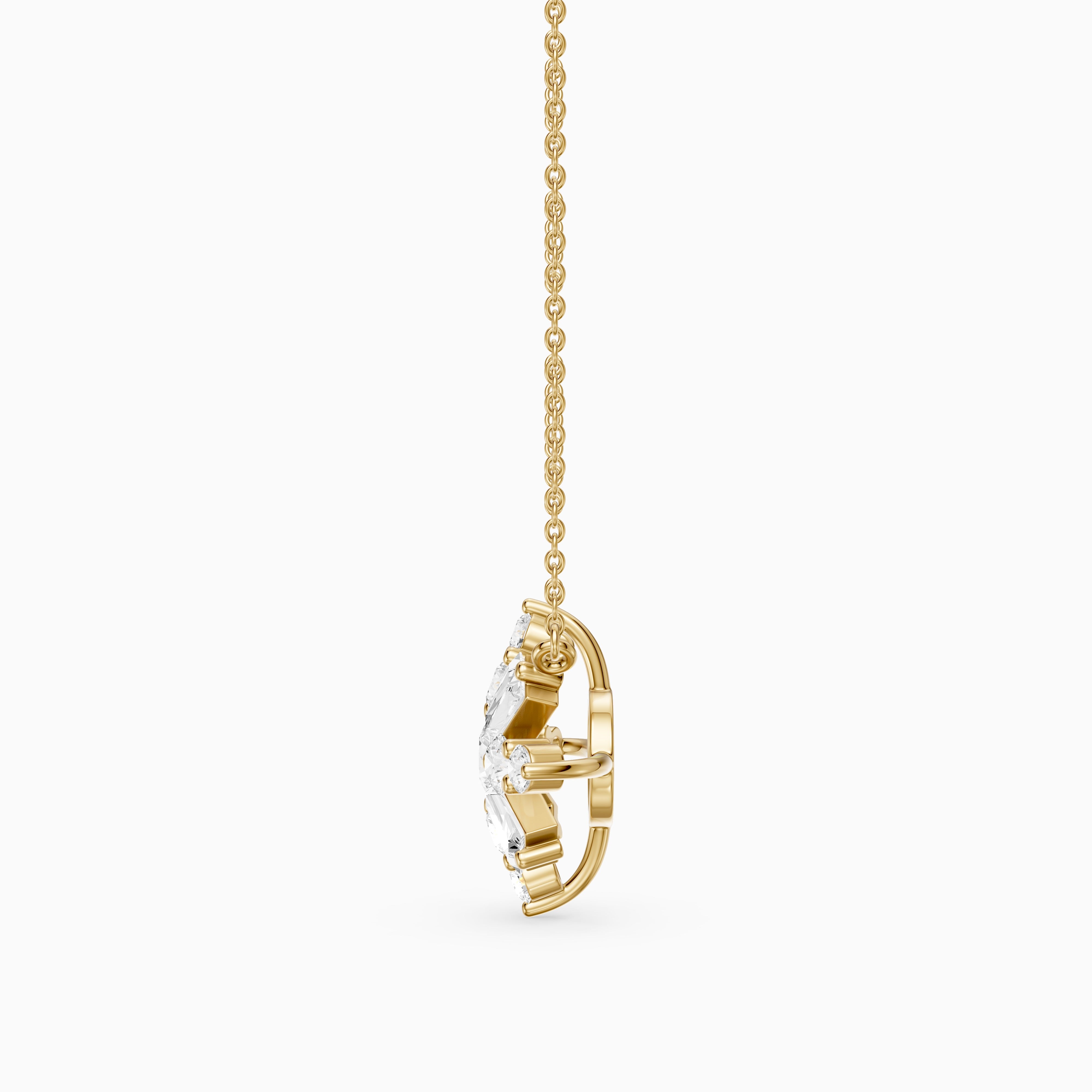 Rosalie Round and Tapered Baguette Lab Grown Diamond Snowflake Pendant