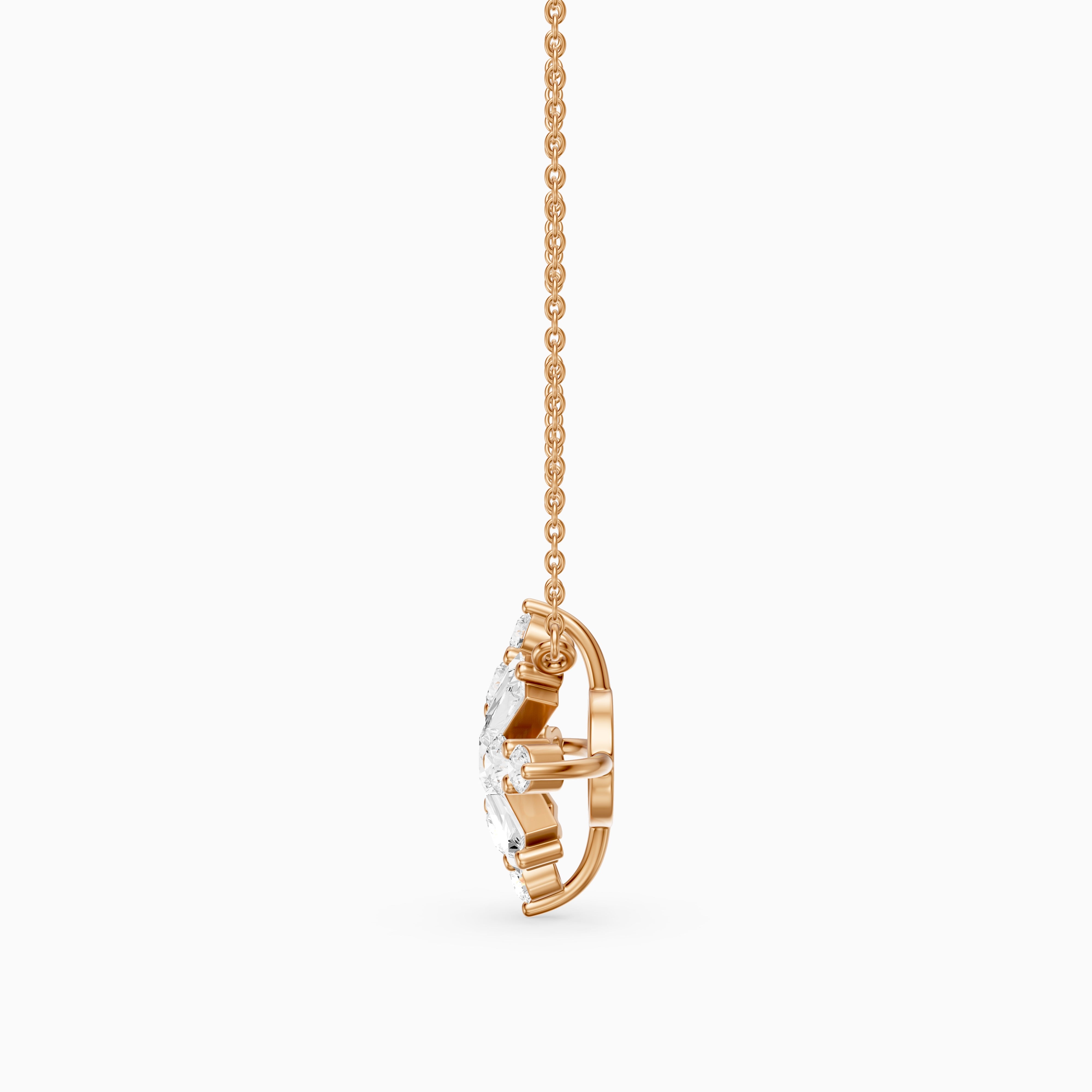 Rosalie Round and Tapered Baguette Lab Grown Diamond Snowflake Pendant