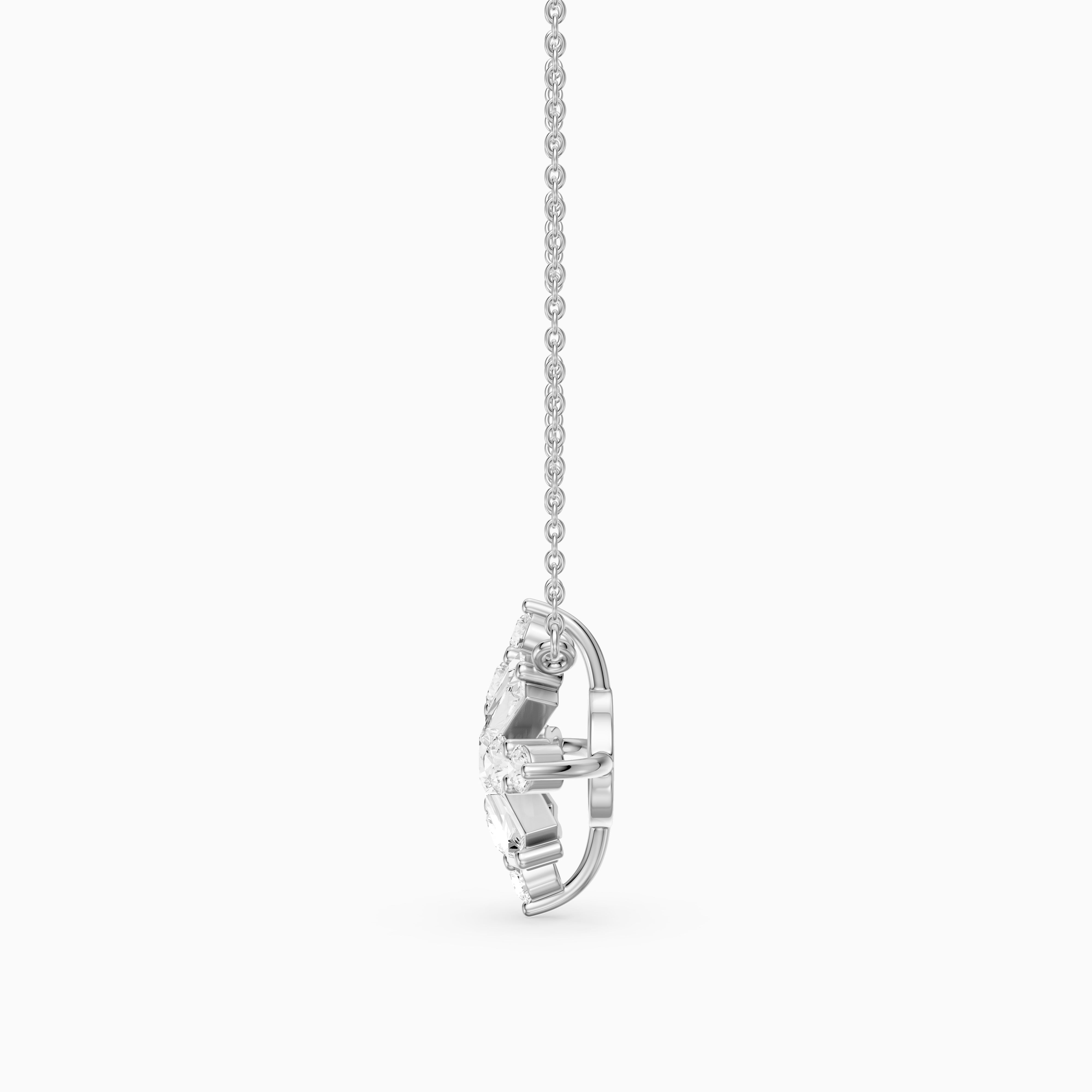 Rosalie Round and Tapered Baguette Lab Grown Diamond Snowflake Pendant